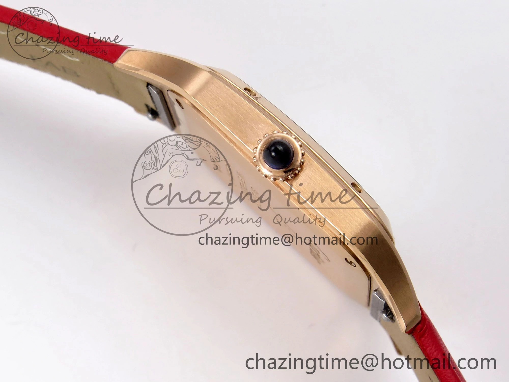 Santos Dumont 31.4mm RG AF 1:1 Best Edition Silver Dial on Red Leather Strap A157