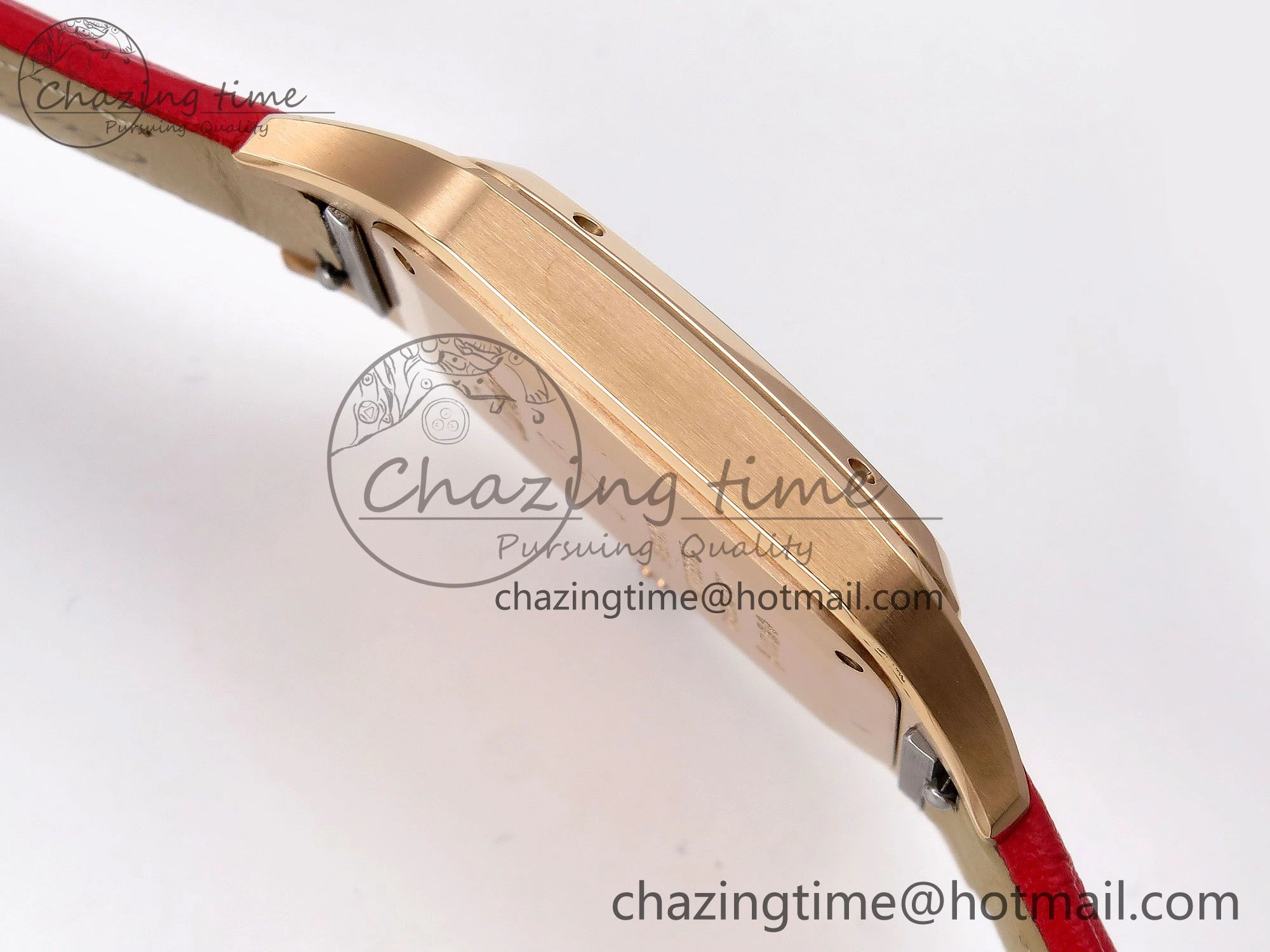 Santos Dumont 31.4mm RG AF 1:1 Best Edition Silver Dial on Red Leather Strap A157