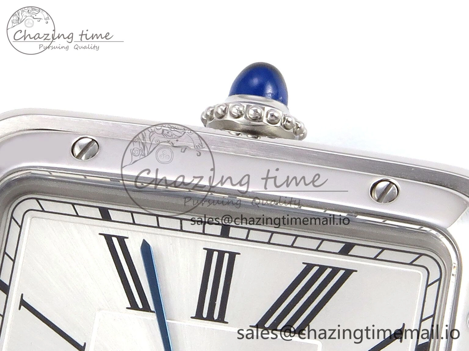 Santos Dumont 31.4mm SS AF 1:1 Best Edition Silver Dial on Black Croco Strap A157