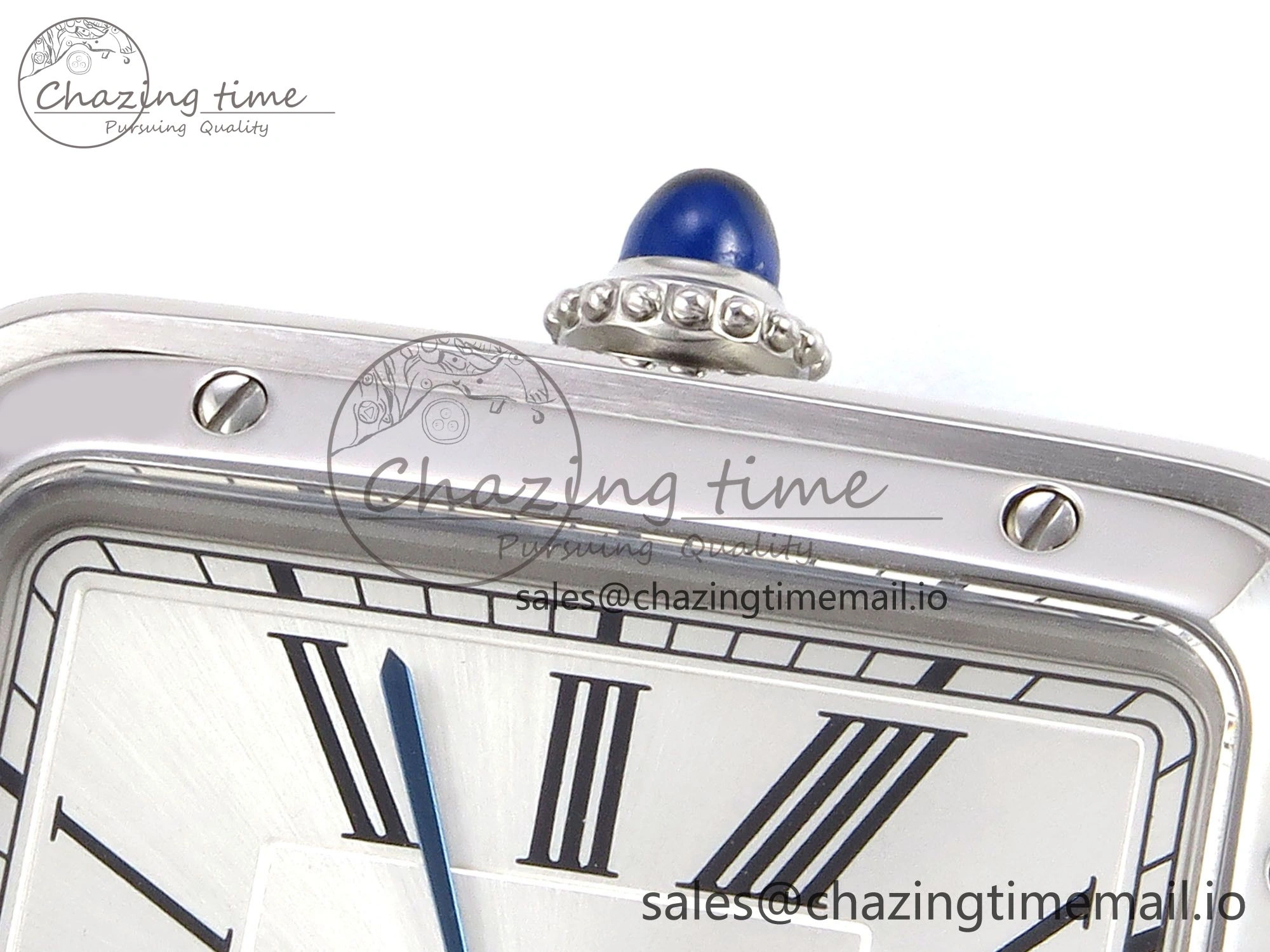 Santos Dumont 31.4mm SS AF 1:1 Best Edition Silver Dial on Black Croco Strap A157