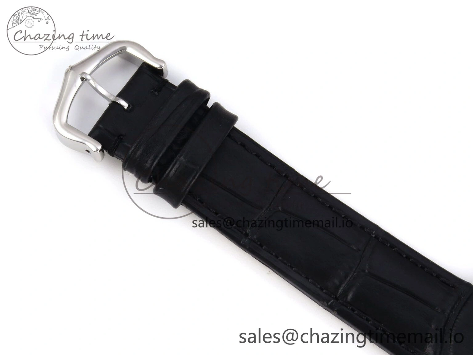 Santos Dumont 31.4mm SS AF 1:1 Best Edition Silver Dial on Black Croco Strap A157