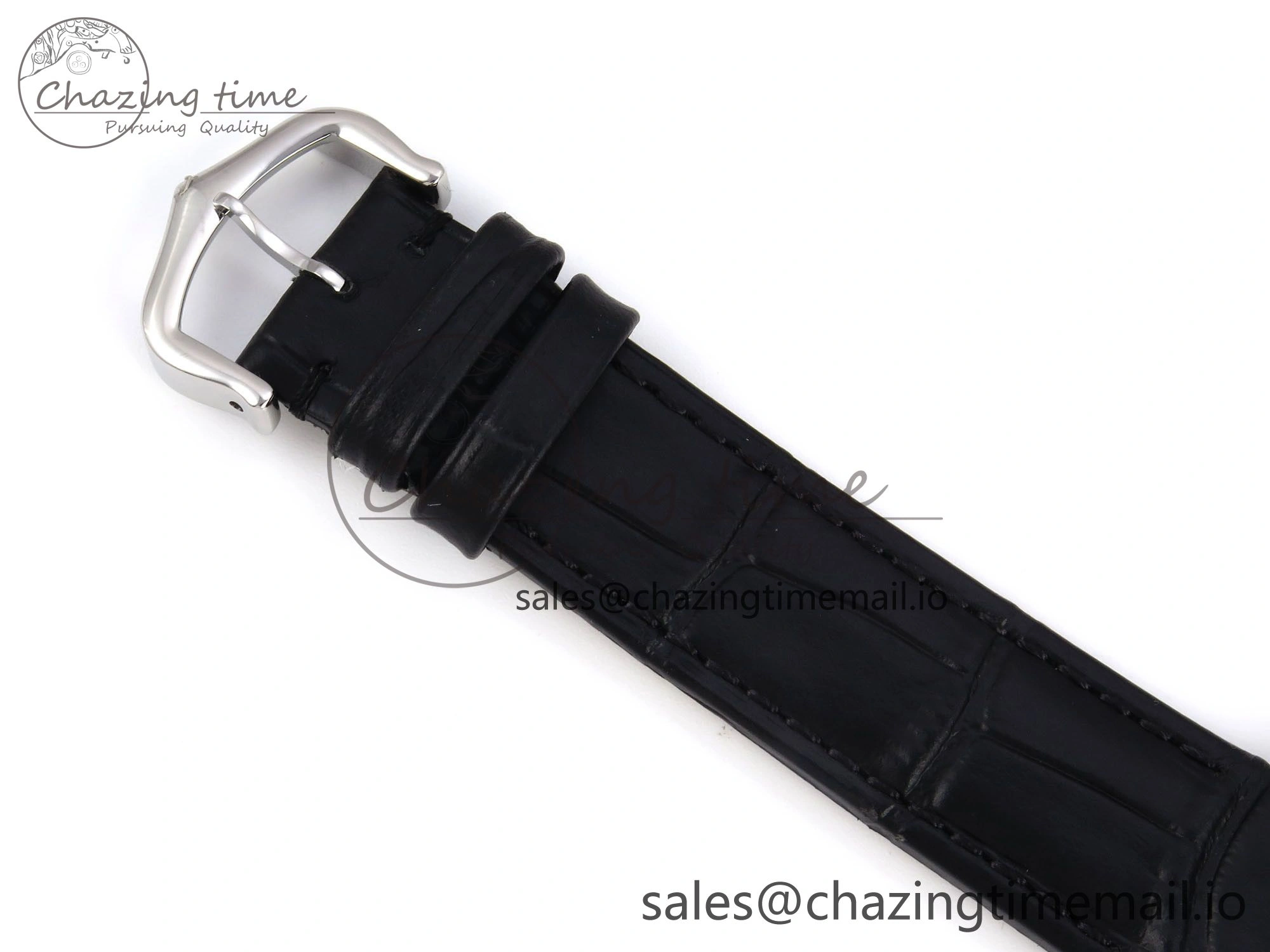 Santos Dumont 31.4mm SS AF 1:1 Best Edition Silver Dial on Black Croco Strap A157