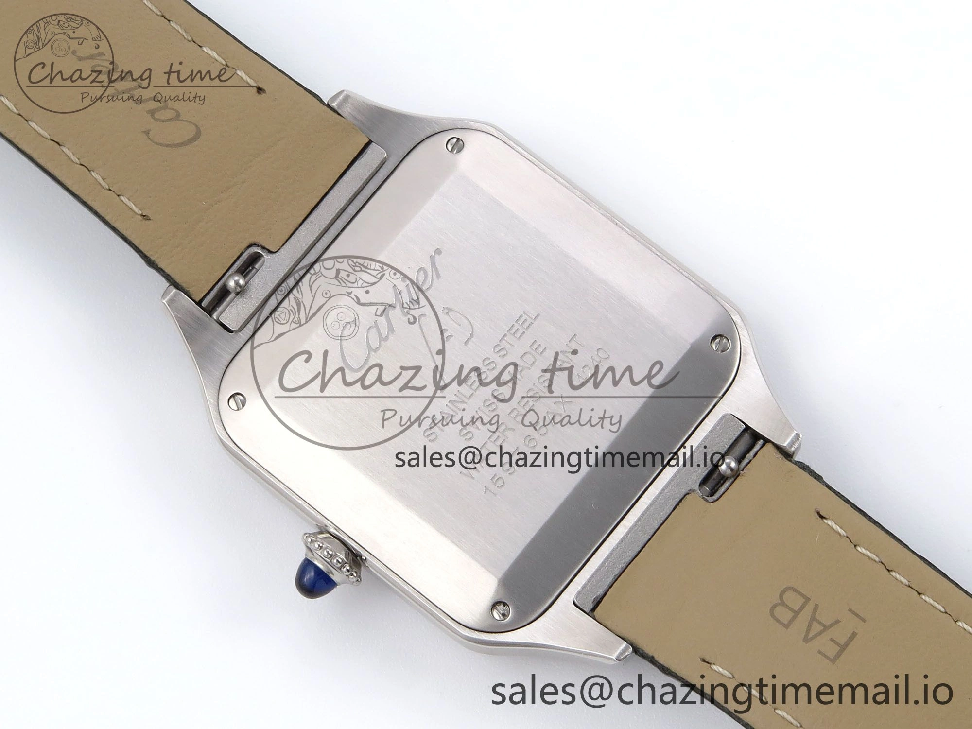 Santos Dumont 31.4mm SS AF 1:1 Best Edition Silver Dial on Black Croco Strap A157