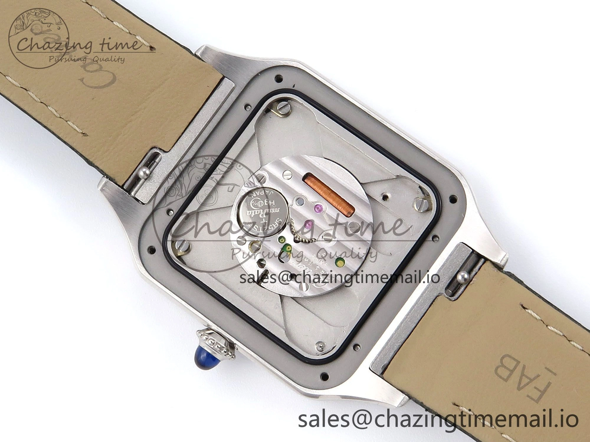 Santos Dumont 31.4mm SS AF 1:1 Best Edition Silver Dial on Black Croco Strap A157