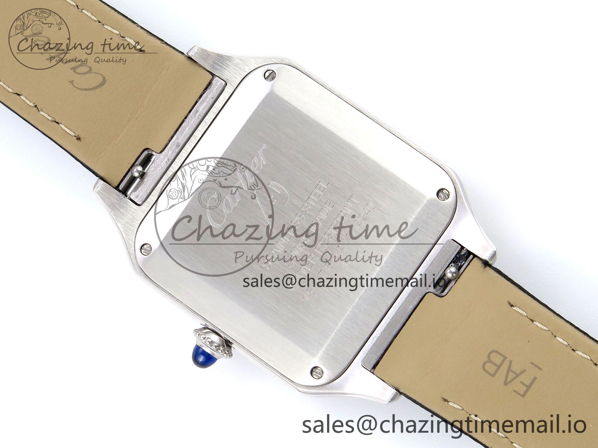 Santos Dumont 31.4mm SS AF 1:1 Best Edition Silver Dial on Black Leather Strap A157
