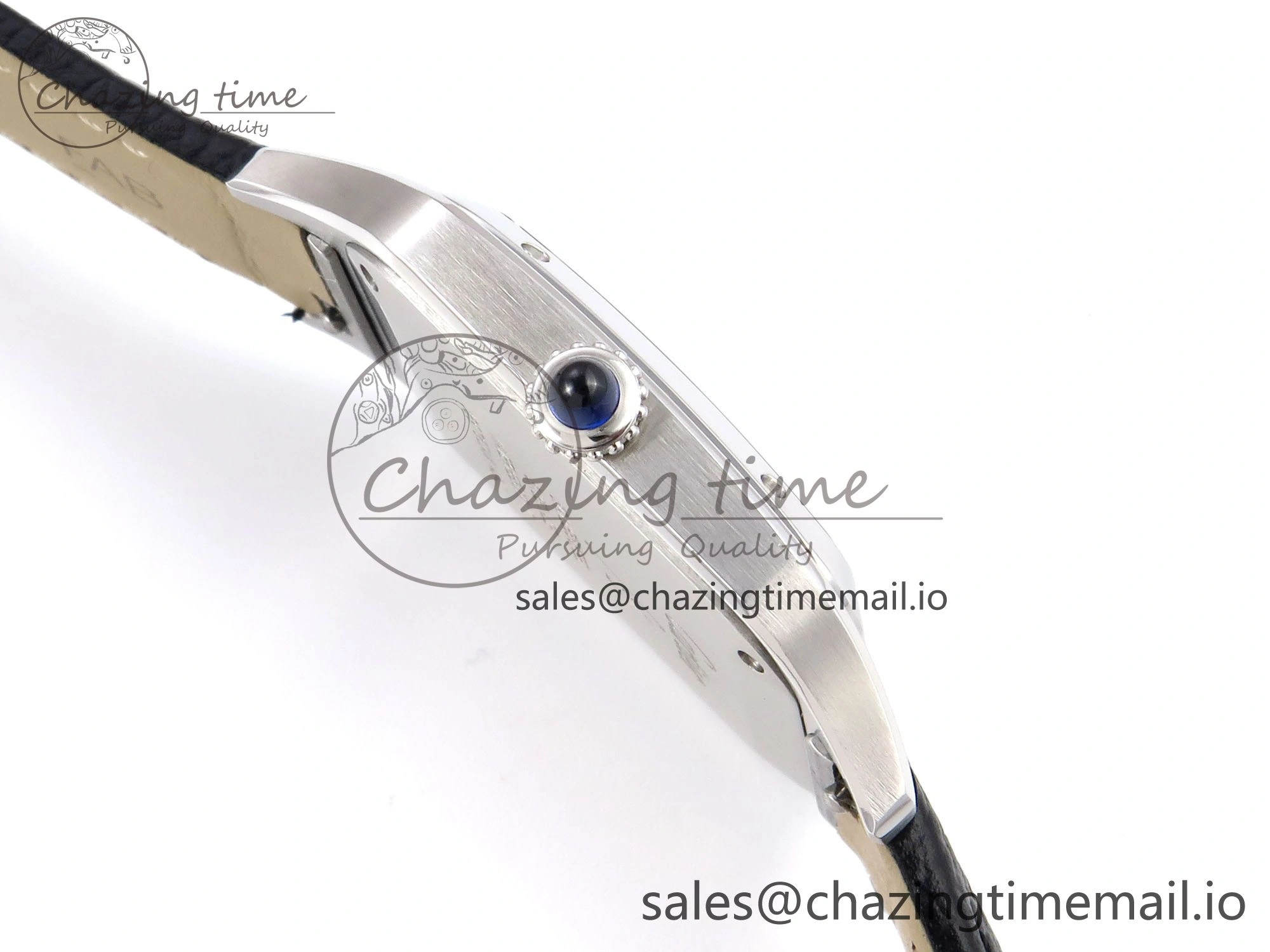 Santos Dumont 31.4mm SS AF 1:1 Best Edition Silver Dial on Black Leather Strap A157
