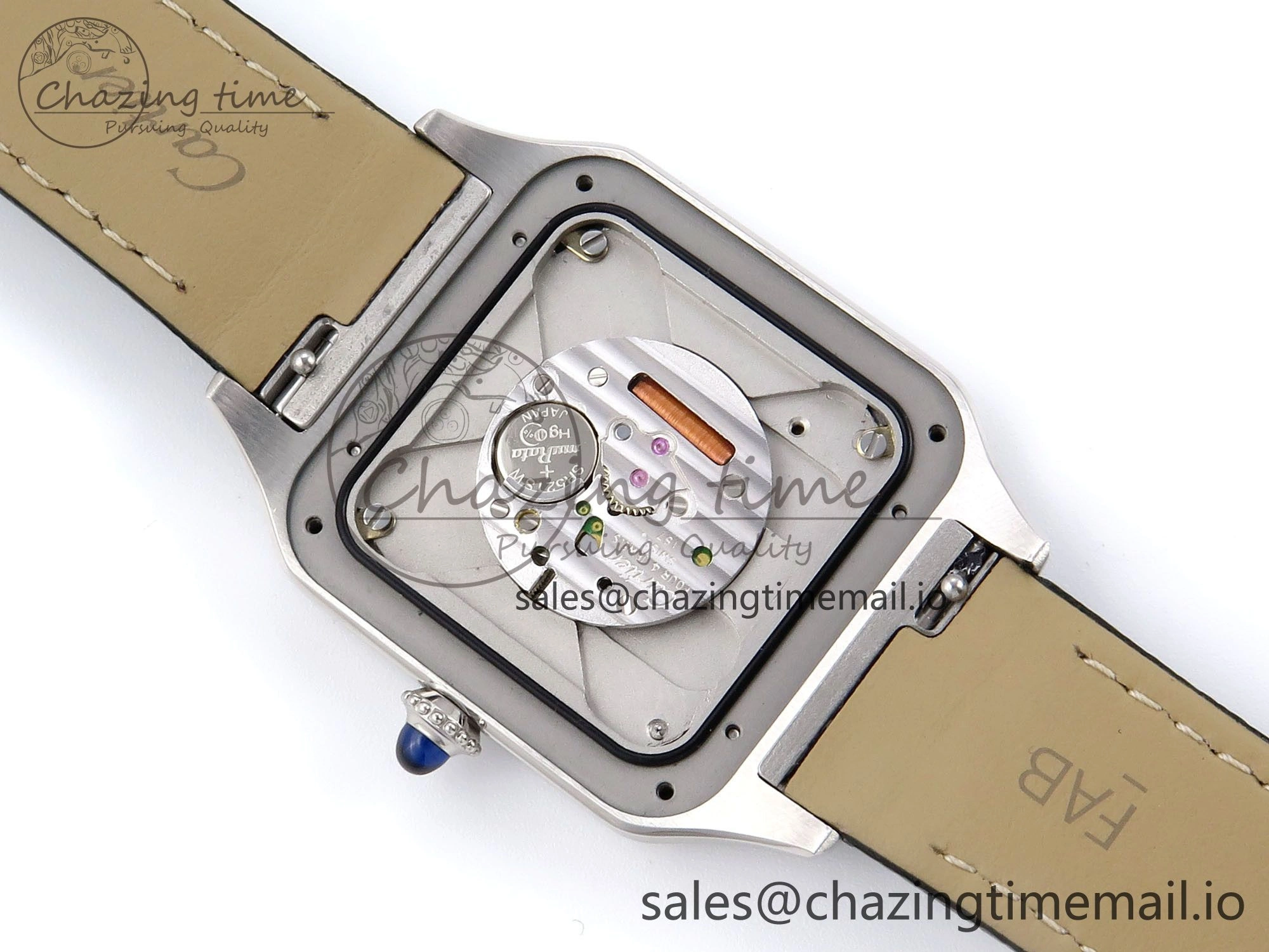 Santos Dumont 31.4mm SS AF 1:1 Best Edition Silver Dial on Black Leather Strap A157