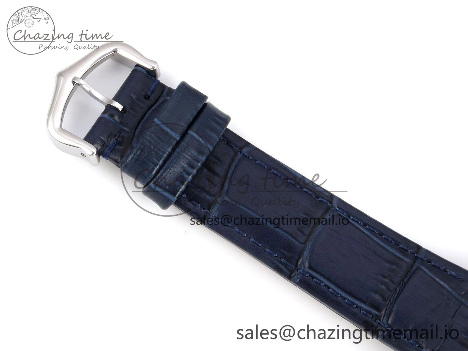 Santos Dumont 31.4mm SS AF 1:1 Best Edition Silver Dial on Blue Croco Strap A157