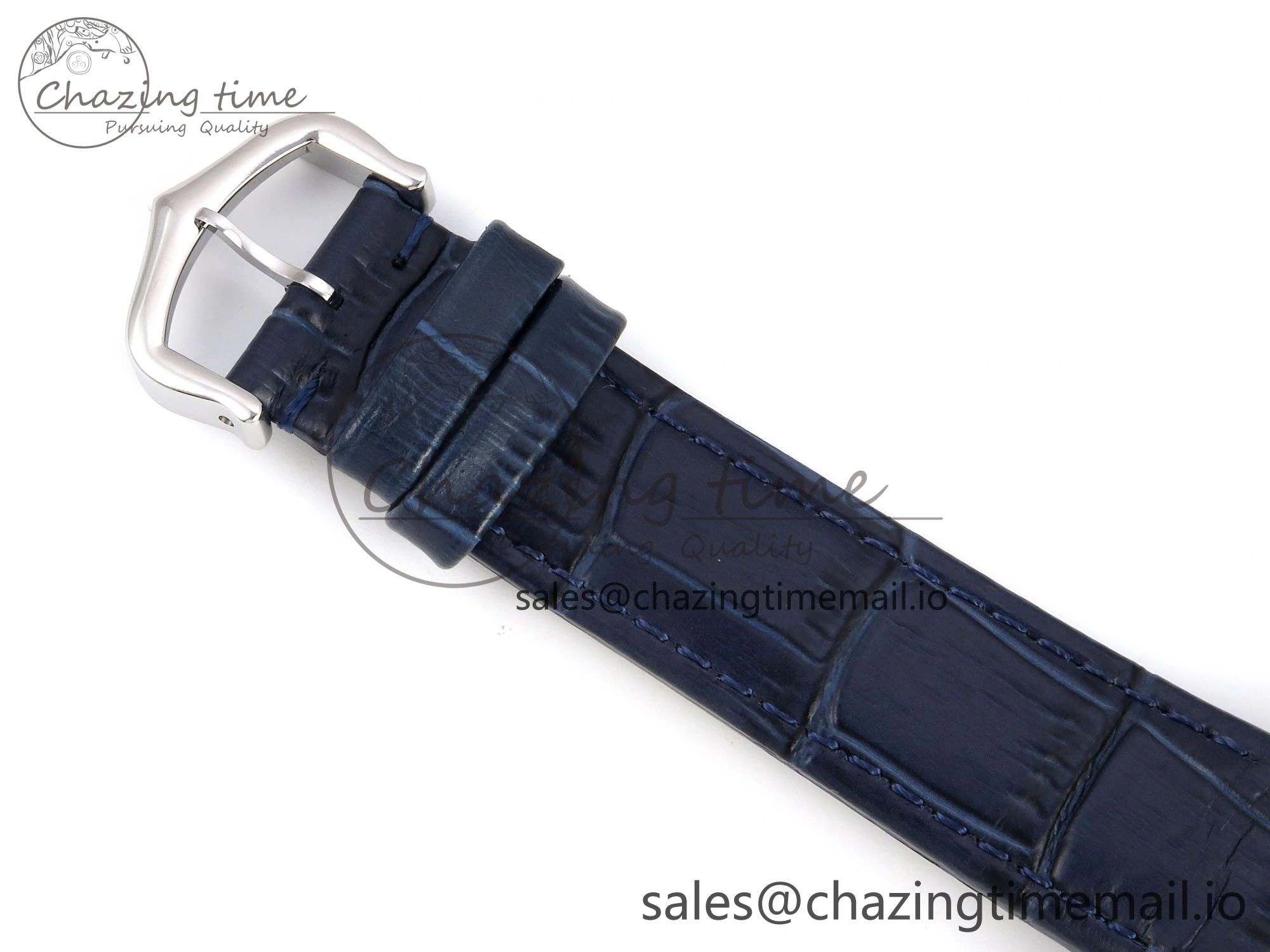 Santos Dumont 31.4mm SS AF 1:1 Best Edition Silver Dial on Blue Croco Strap A157