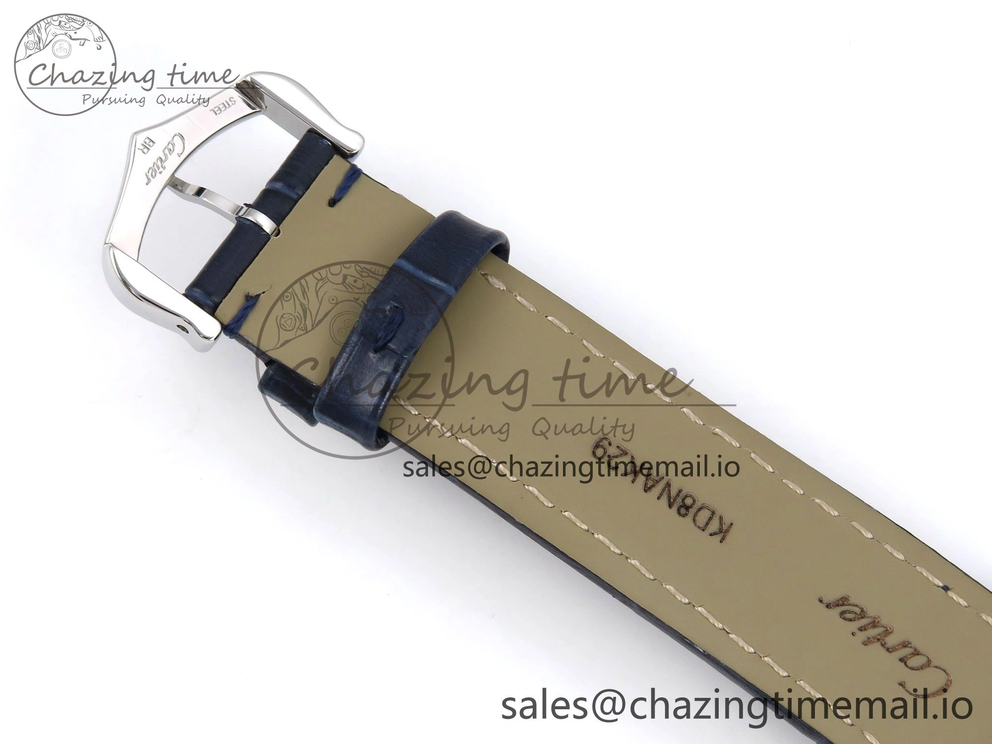 Santos Dumont 31.4mm SS AF 1:1 Best Edition Silver Dial on Blue Croco Strap A157