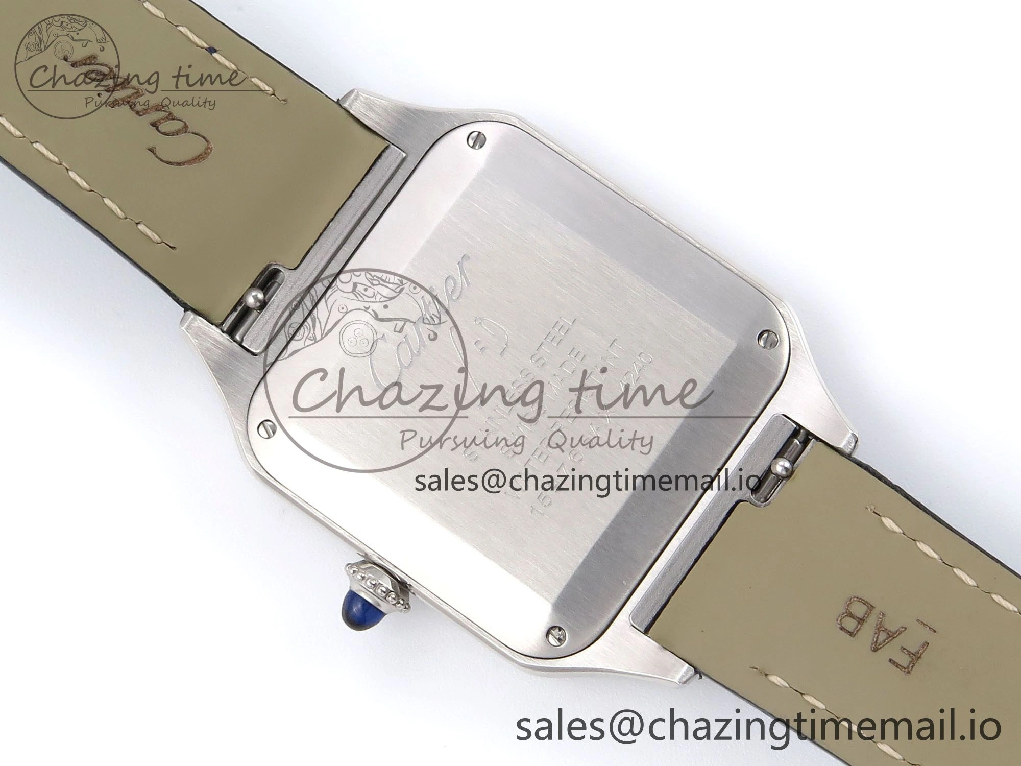 Santos Dumont 31.4mm SS AF 1:1 Best Edition Silver Dial on Blue Croco Strap A157