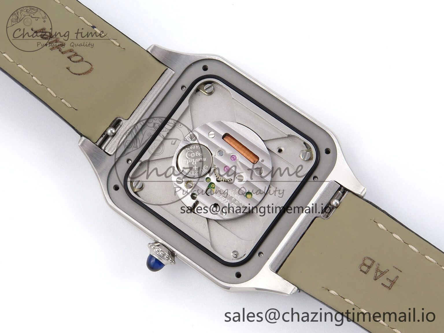 Santos Dumont 31.4mm SS AF 1:1 Best Edition Silver Dial on Blue Croco Strap A157
