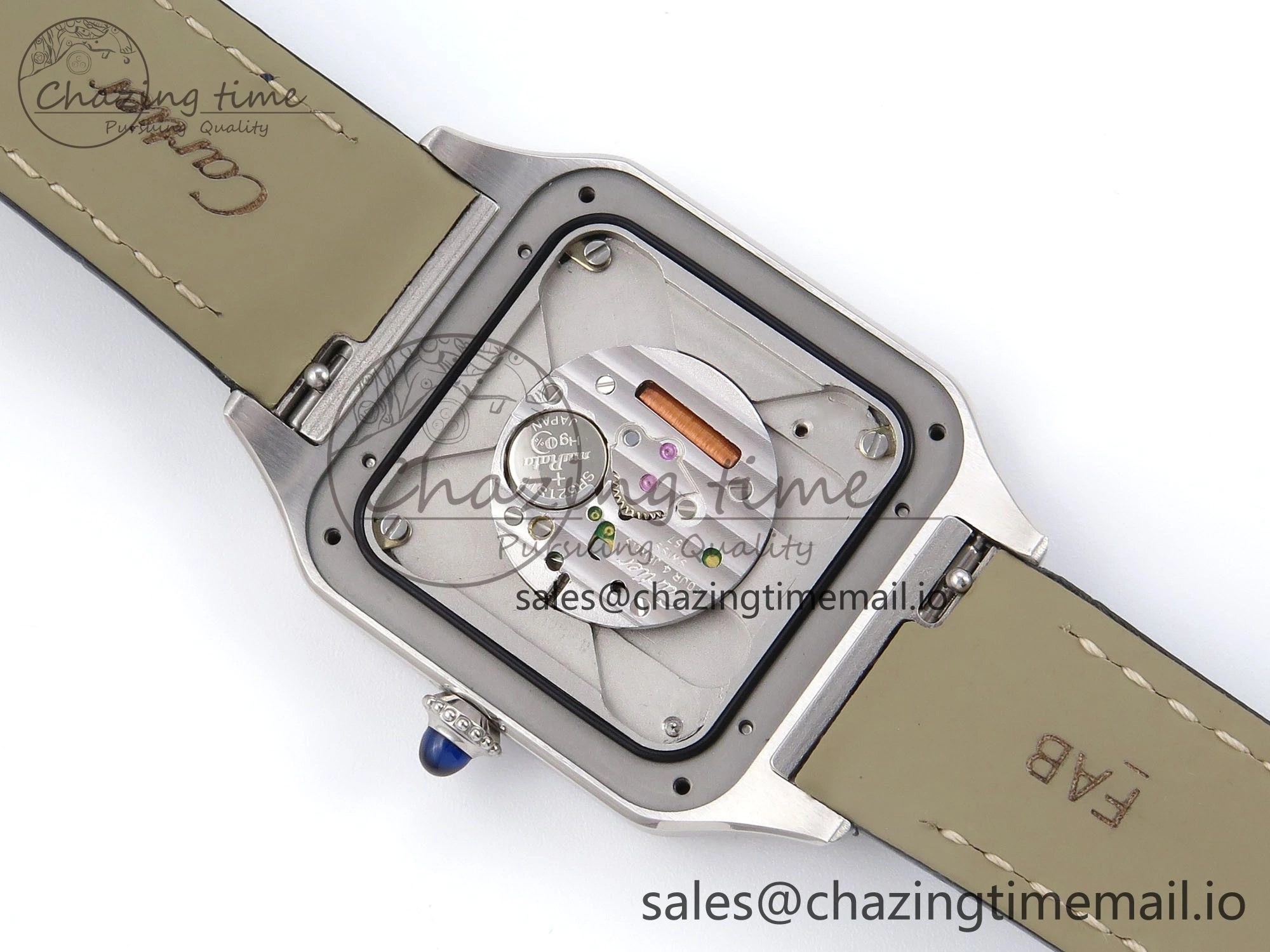 Santos Dumont 31.4mm SS AF 1:1 Best Edition Silver Dial on Blue Croco Strap A157