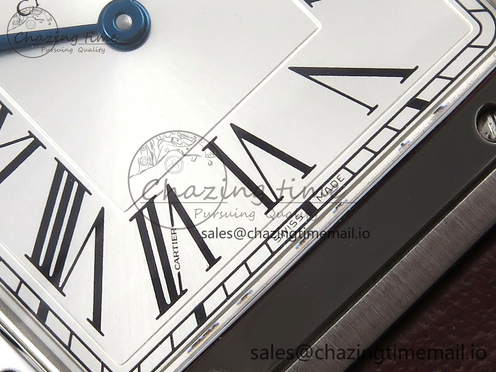 Santos Dumont 31.4mm SS AF 1:1 Best Edition Silver Dial on Brown Leather Strap A157