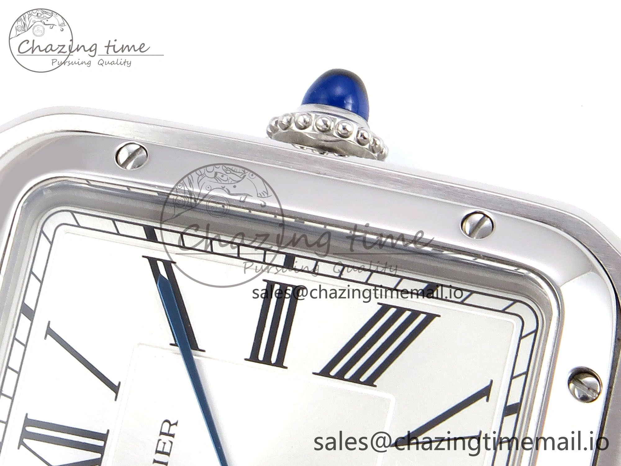 Santos Dumont 31.4mm SS AF 1:1 Best Edition Silver Dial on Brown Leather Strap A157