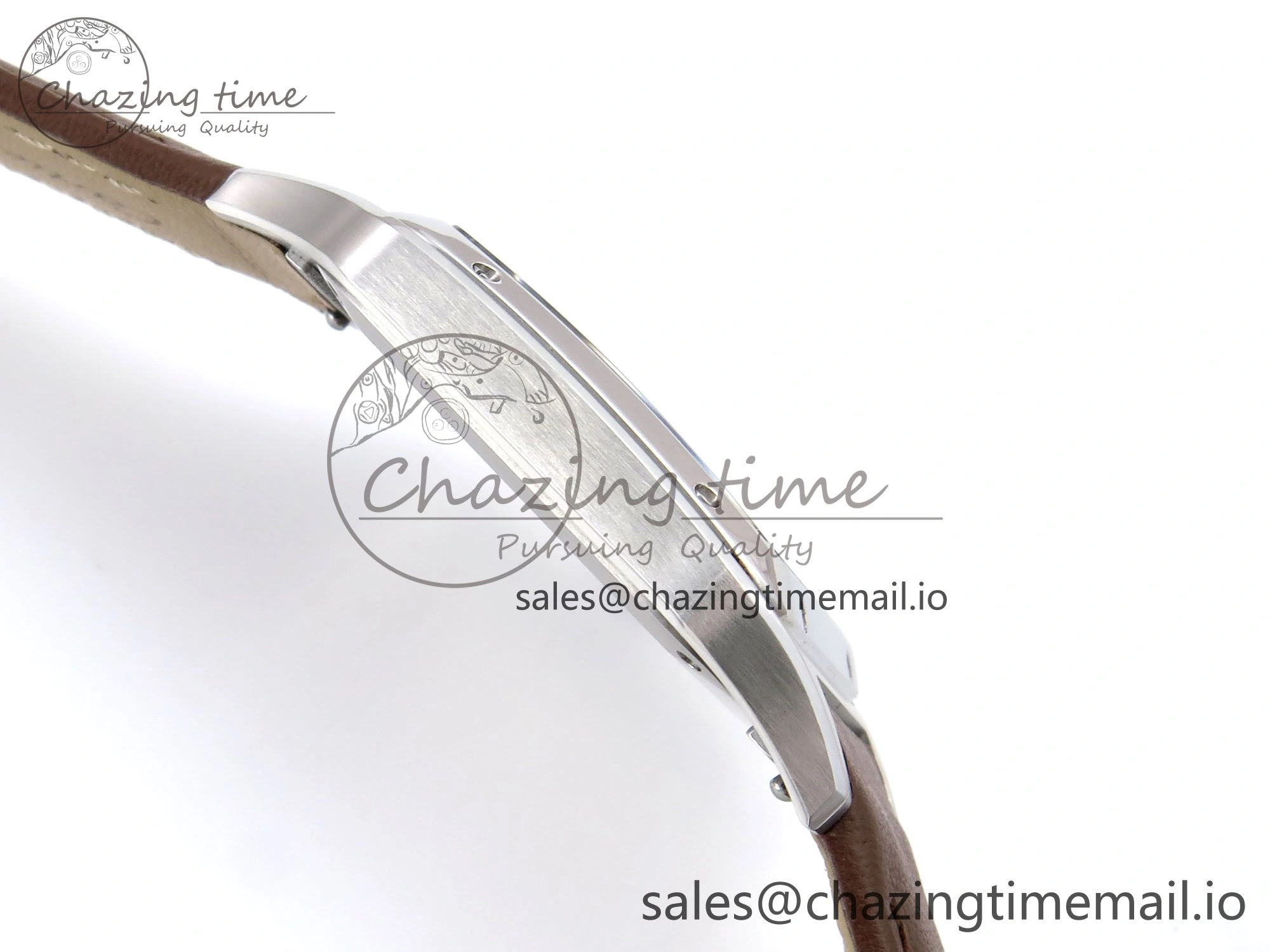 Santos Dumont 31.4mm SS AF 1:1 Best Edition Silver Dial on Brown Leather Strap A157