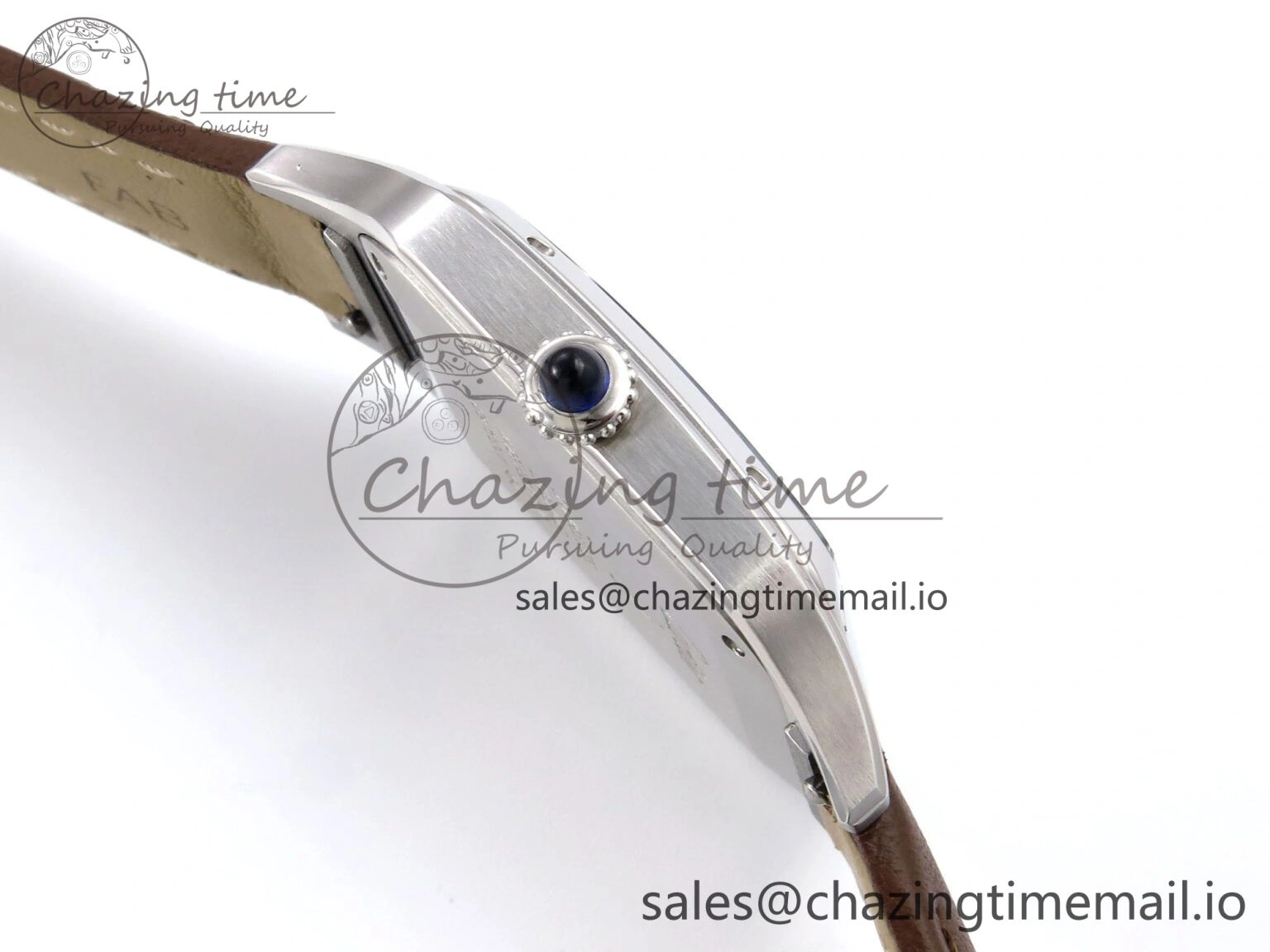 Santos Dumont 31.4mm SS AF 1:1 Best Edition Silver Dial on Brown Leather Strap A157
