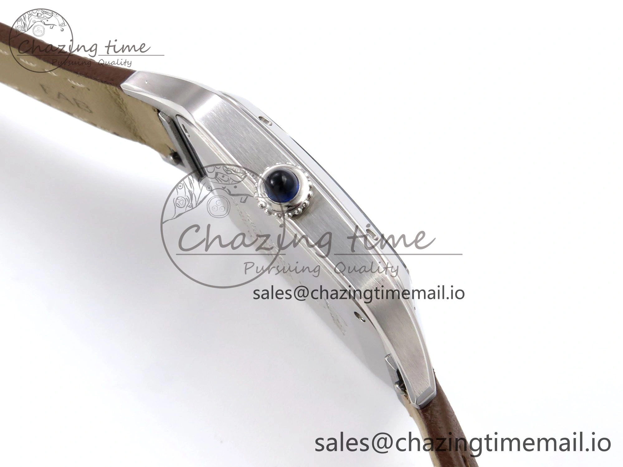 Santos Dumont 31.4mm SS AF 1:1 Best Edition Silver Dial on Brown Leather Strap A157