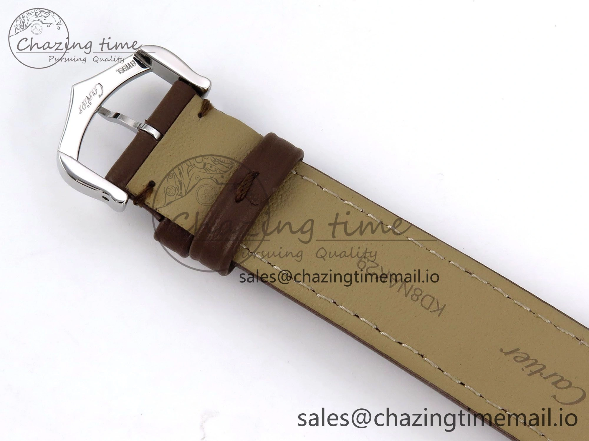 Santos Dumont 31.4mm SS AF 1:1 Best Edition Silver Dial on Brown Leather Strap A157