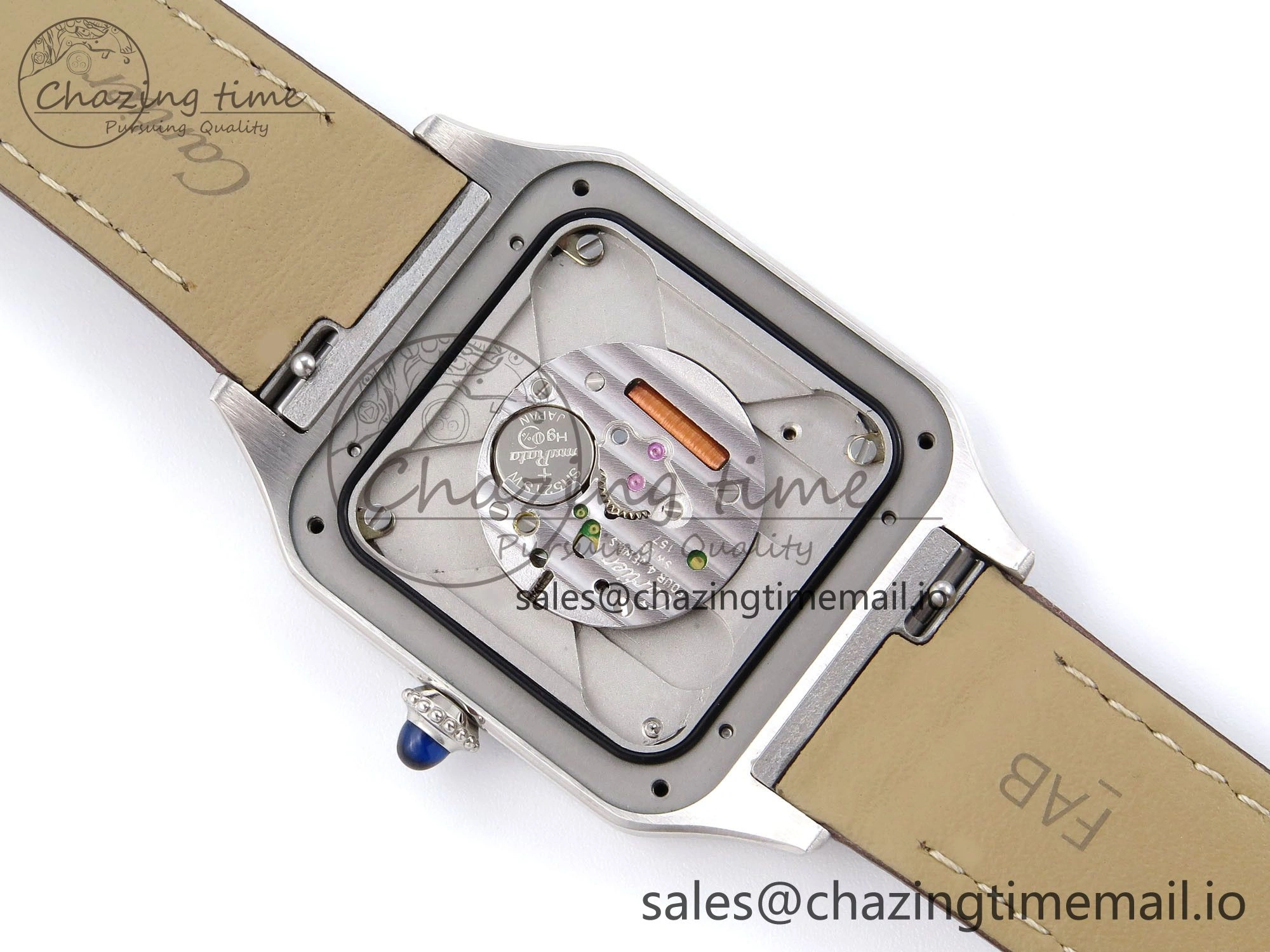 Santos Dumont 31.4mm SS AF 1:1 Best Edition Silver Dial on Brown Leather Strap A157