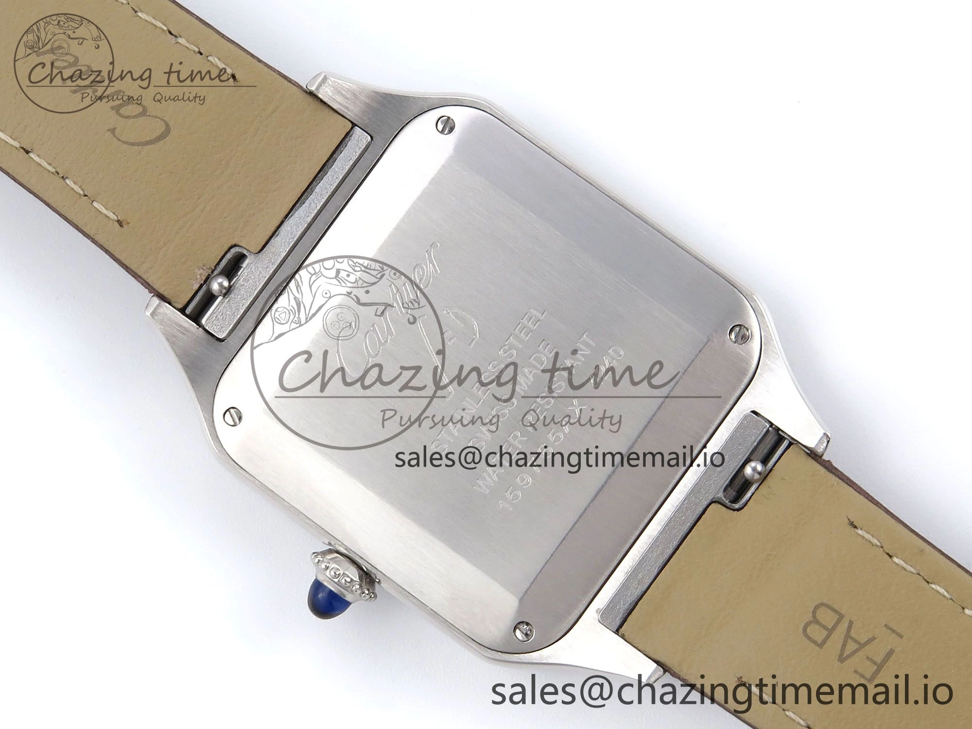 Santos Dumont 31.4mm SS AF 1:1 Best Edition Silver Dial on Brown Leather Strap A157