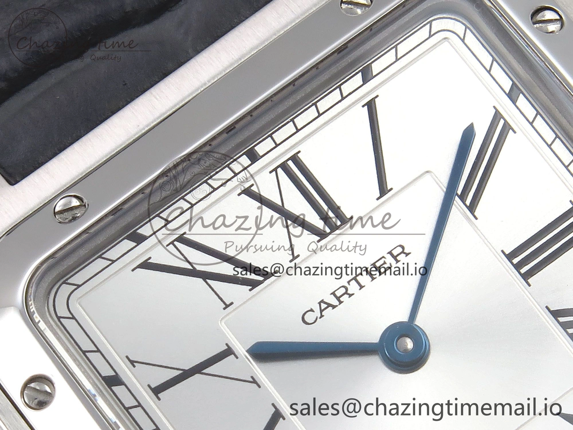 Santos Dumont 31.4mm SS AF 1:1 Best Edition Silver Dial on Gray Croco Strap A157