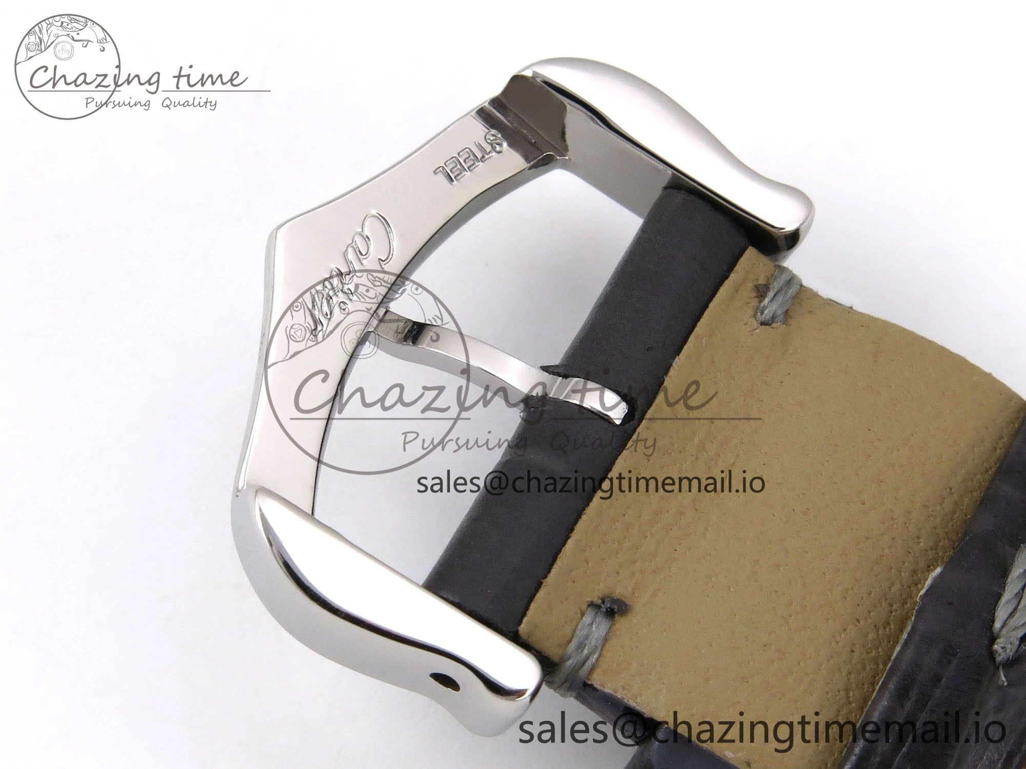 Santos Dumont 31.4mm SS AF 1:1 Best Edition Silver Dial on Gray Croco Strap A157