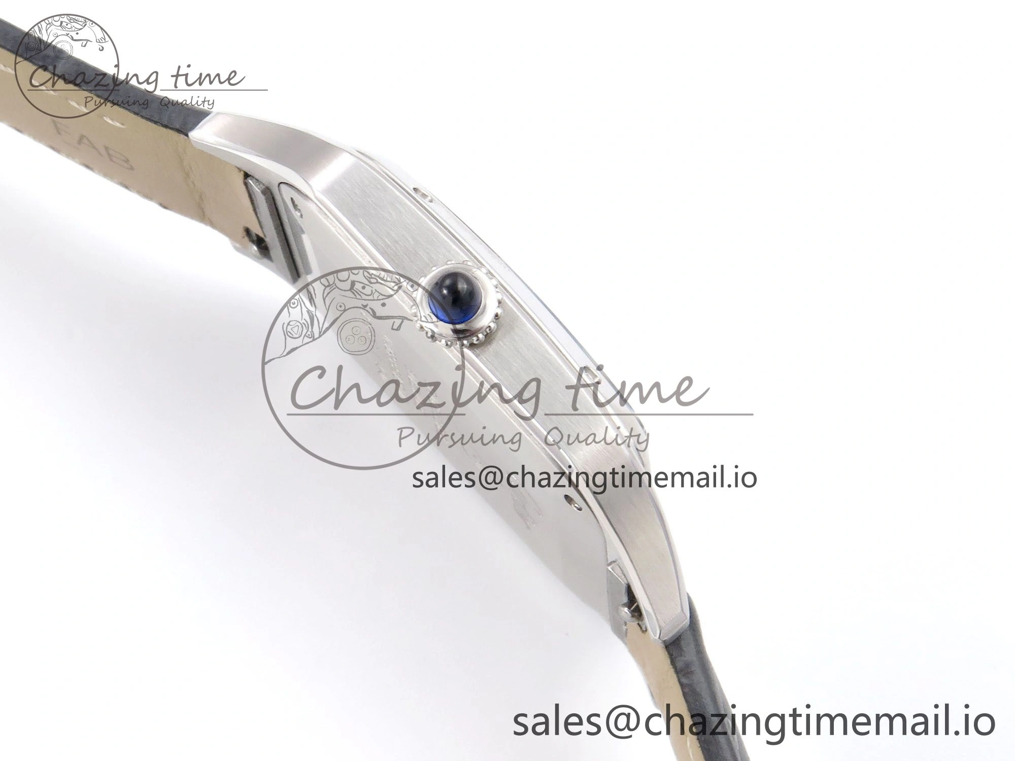 Santos Dumont 31.4mm SS AF 1:1 Best Edition Silver Dial on Gray Croco Strap A157