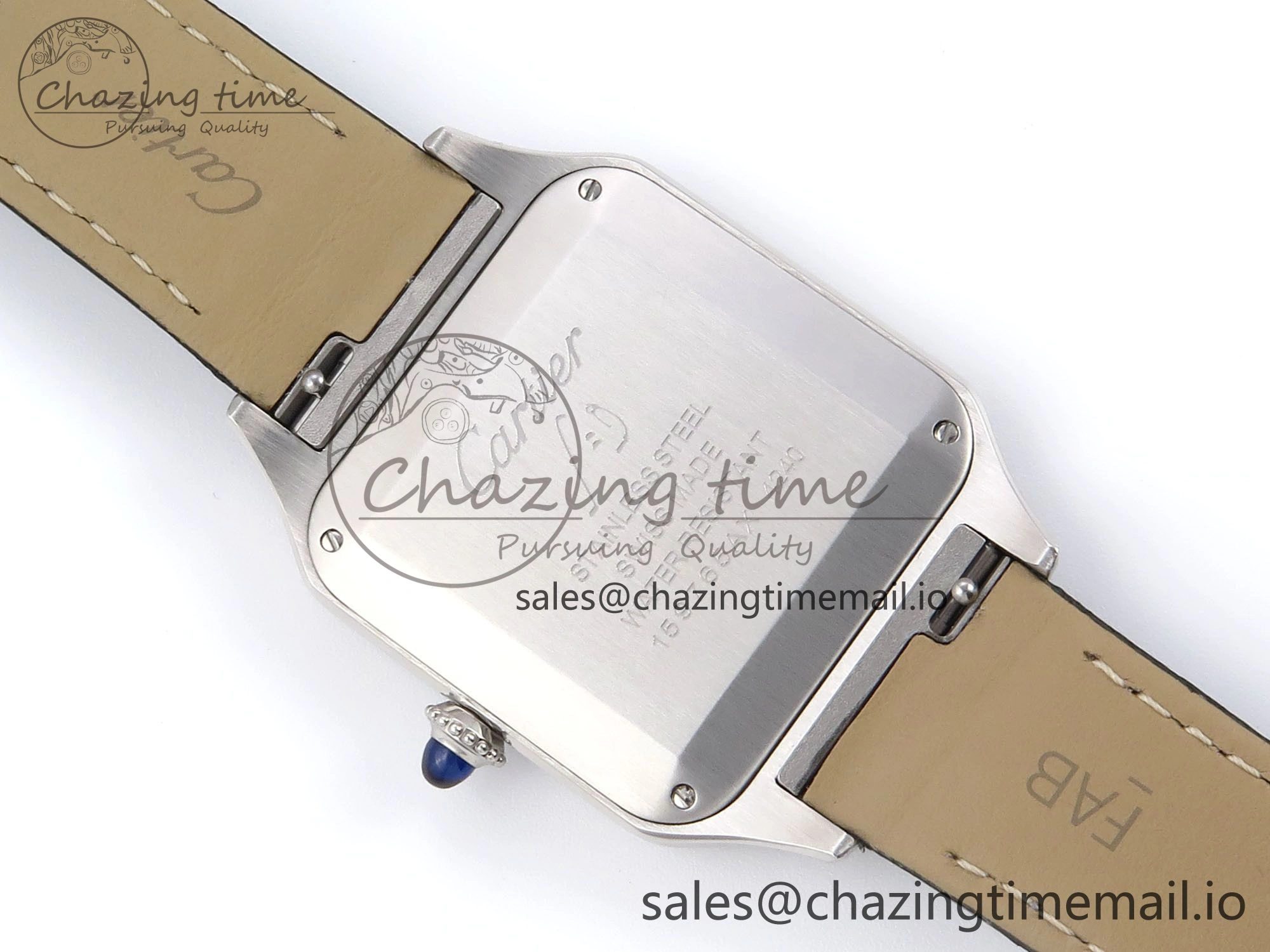 Santos Dumont 31.4mm SS AF 1:1 Best Edition Silver Dial on Gray Croco Strap A157