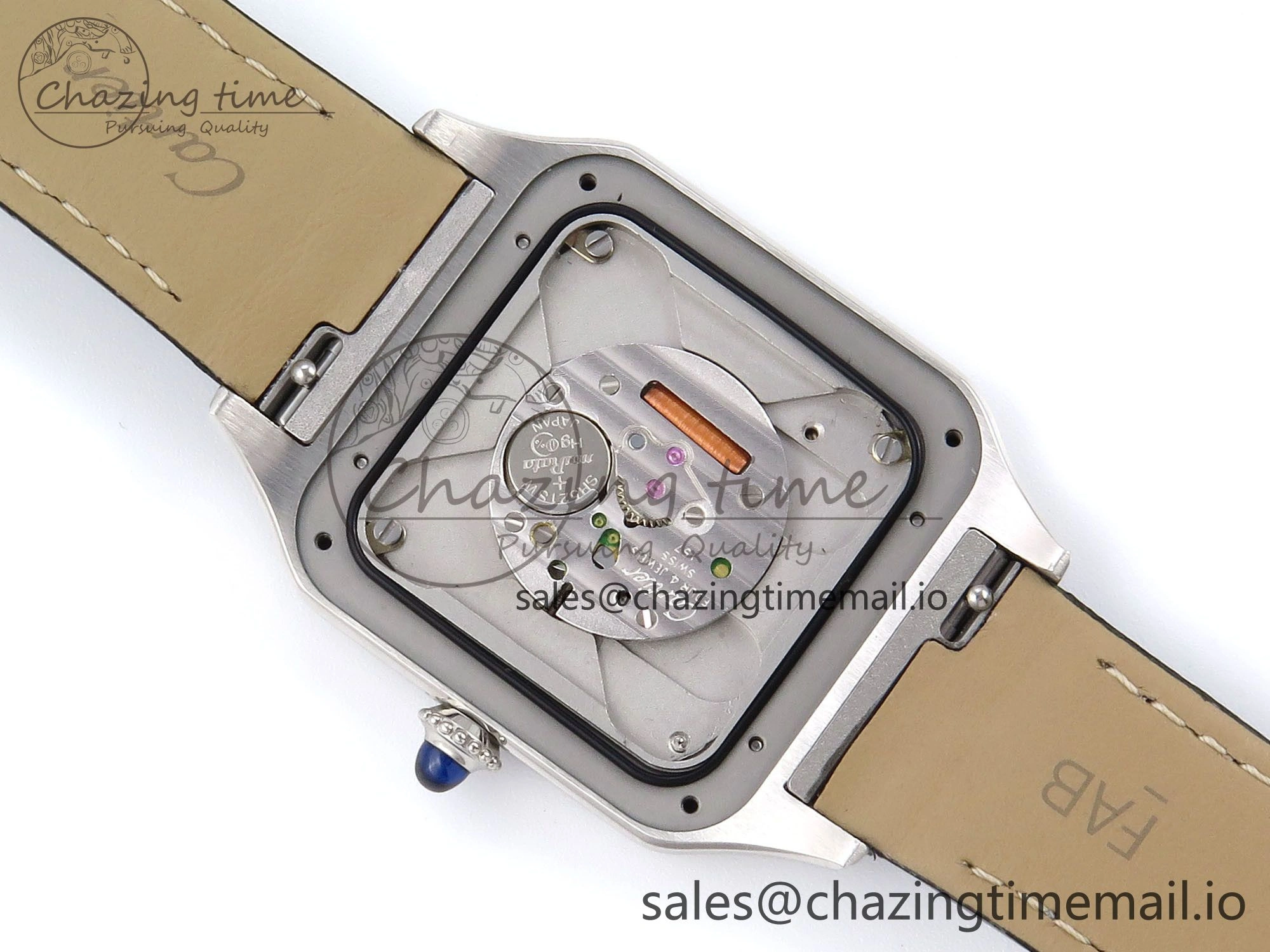 Santos Dumont 31.4mm SS AF 1:1 Best Edition Silver Dial on Gray Croco Strap A157