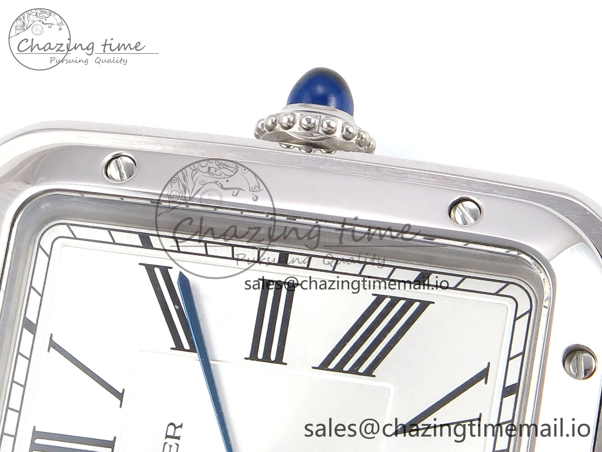 Santos Dumont 31.4mm SS AF 1:1 Best Edition Silver Dial on Red Croco Strap A157