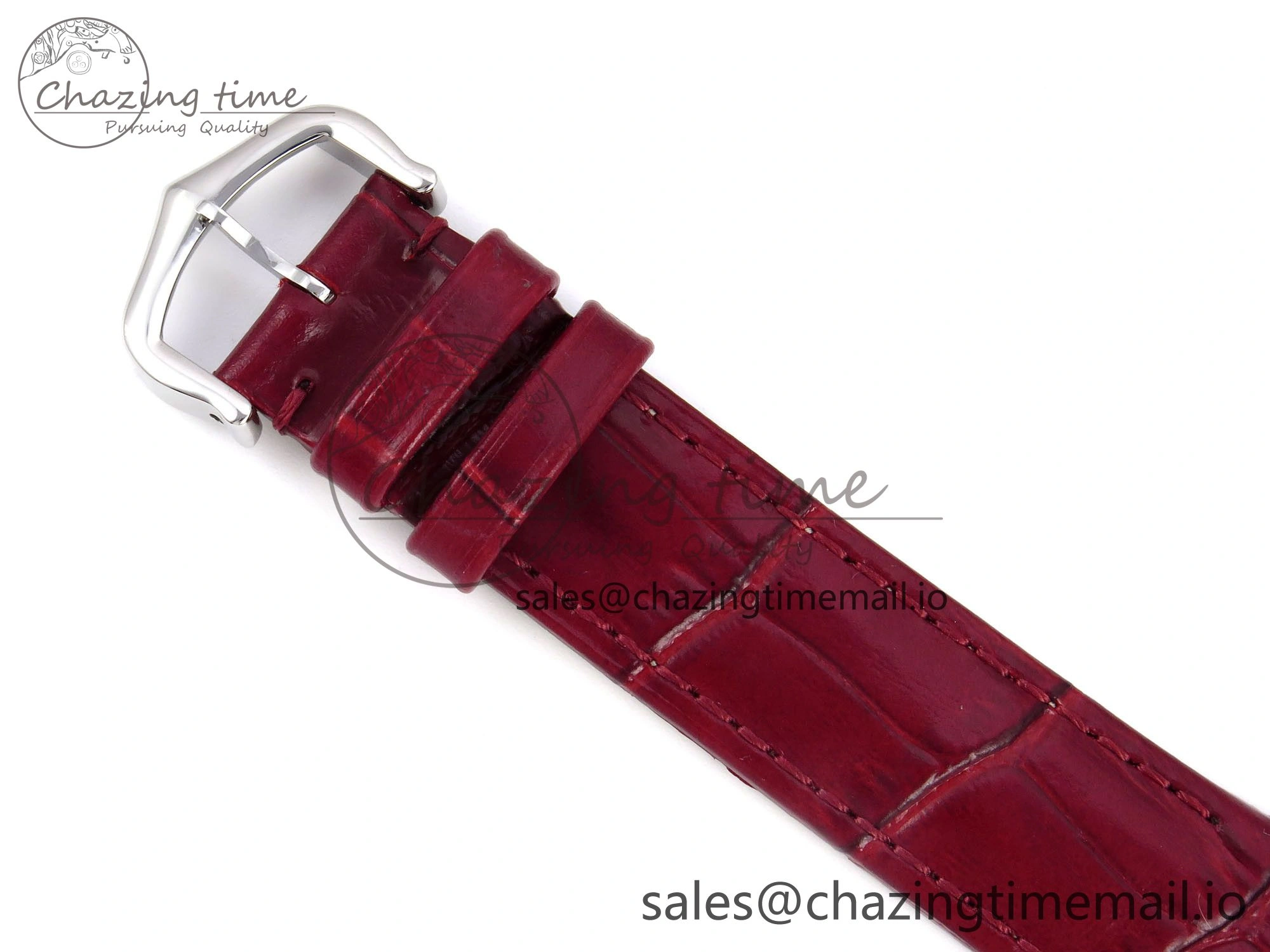 Santos Dumont 31.4mm SS AF 1:1 Best Edition Silver Dial on Red Croco Strap A157