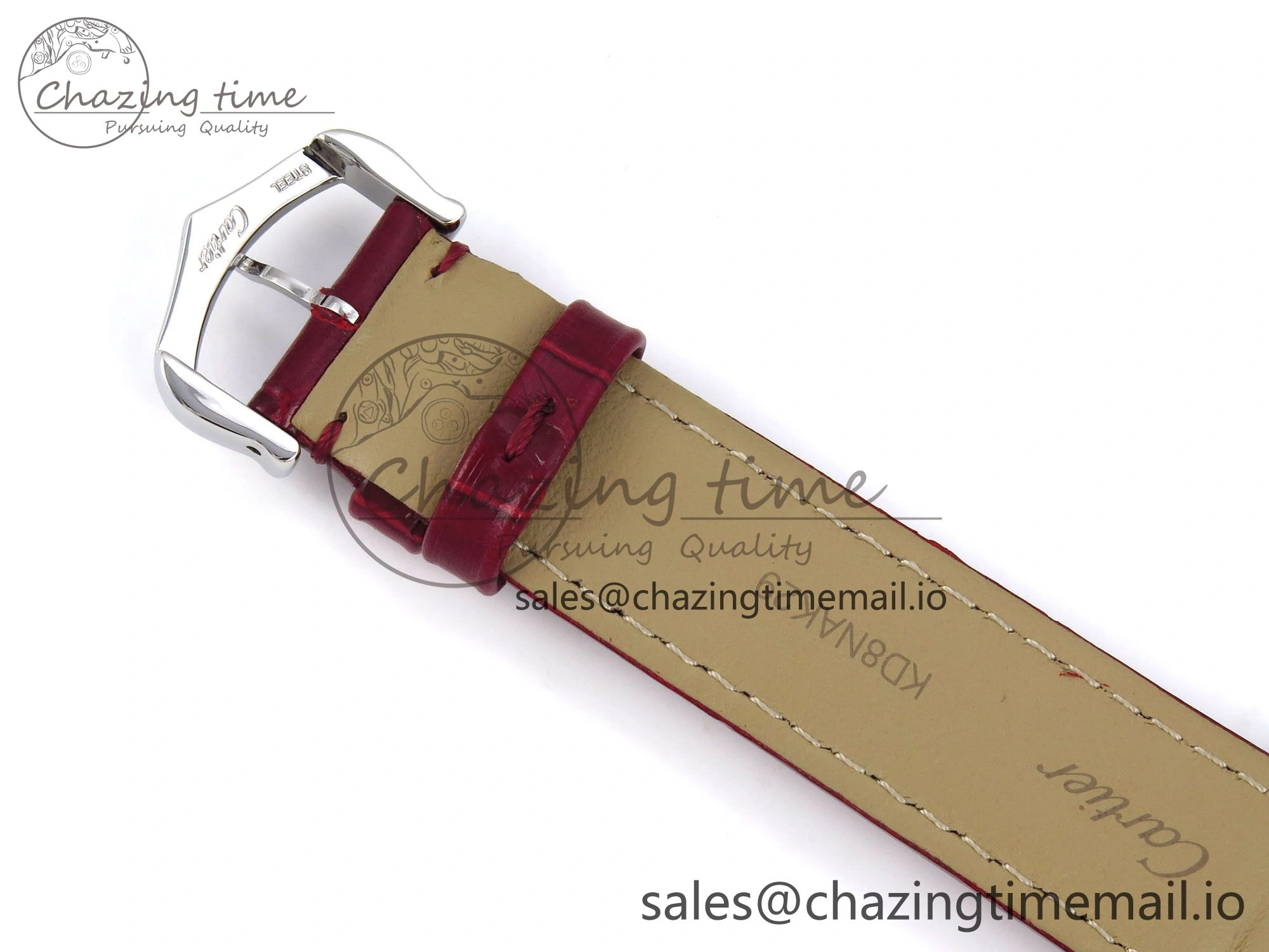 Santos Dumont 31.4mm SS AF 1:1 Best Edition Silver Dial on Red Croco Strap A157