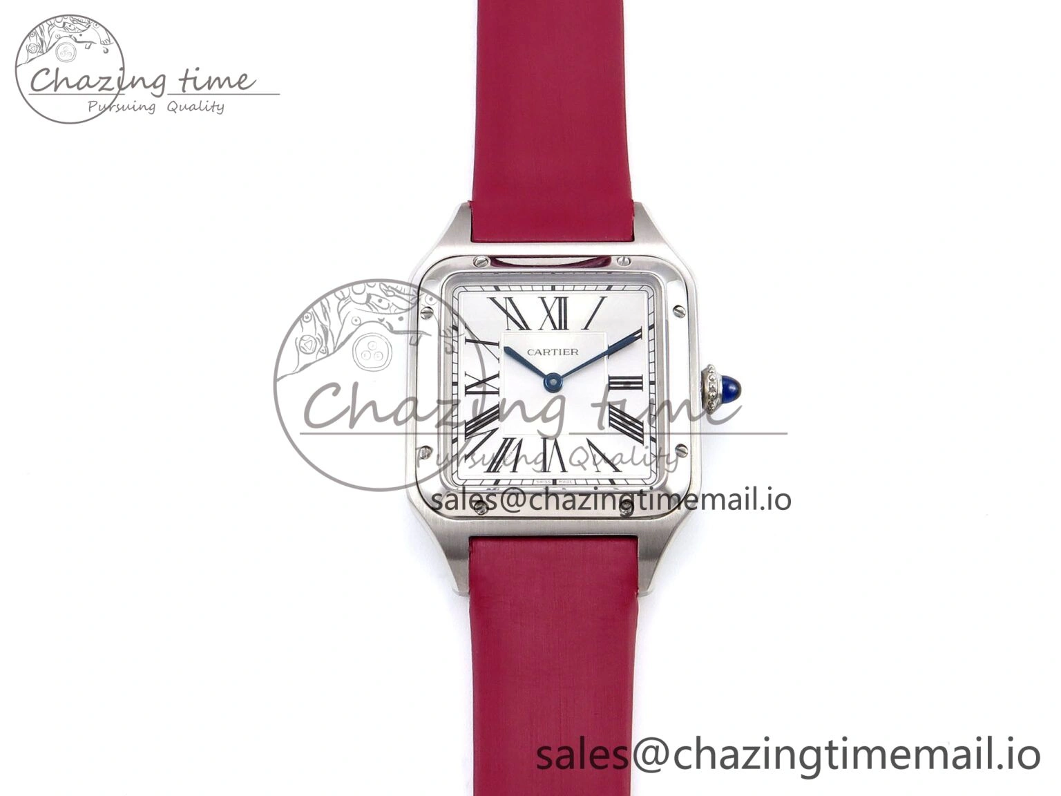 Santos Dumont 31.4mm SS AF 1:1 Best Edition Silver Dial on Red Fabric Strap A157