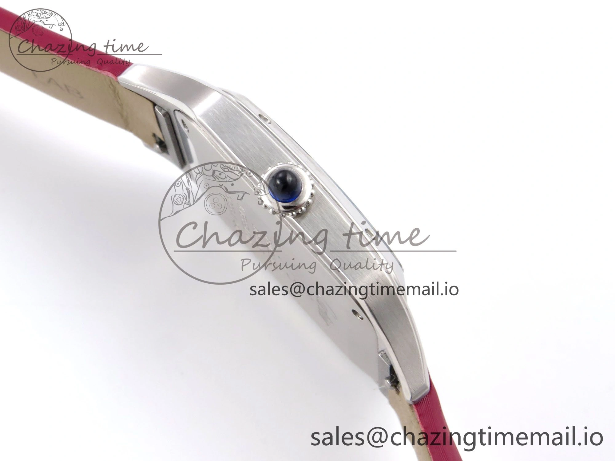 Santos Dumont 31.4mm SS AF 1:1 Best Edition Silver Dial on Red Fabric Strap A157