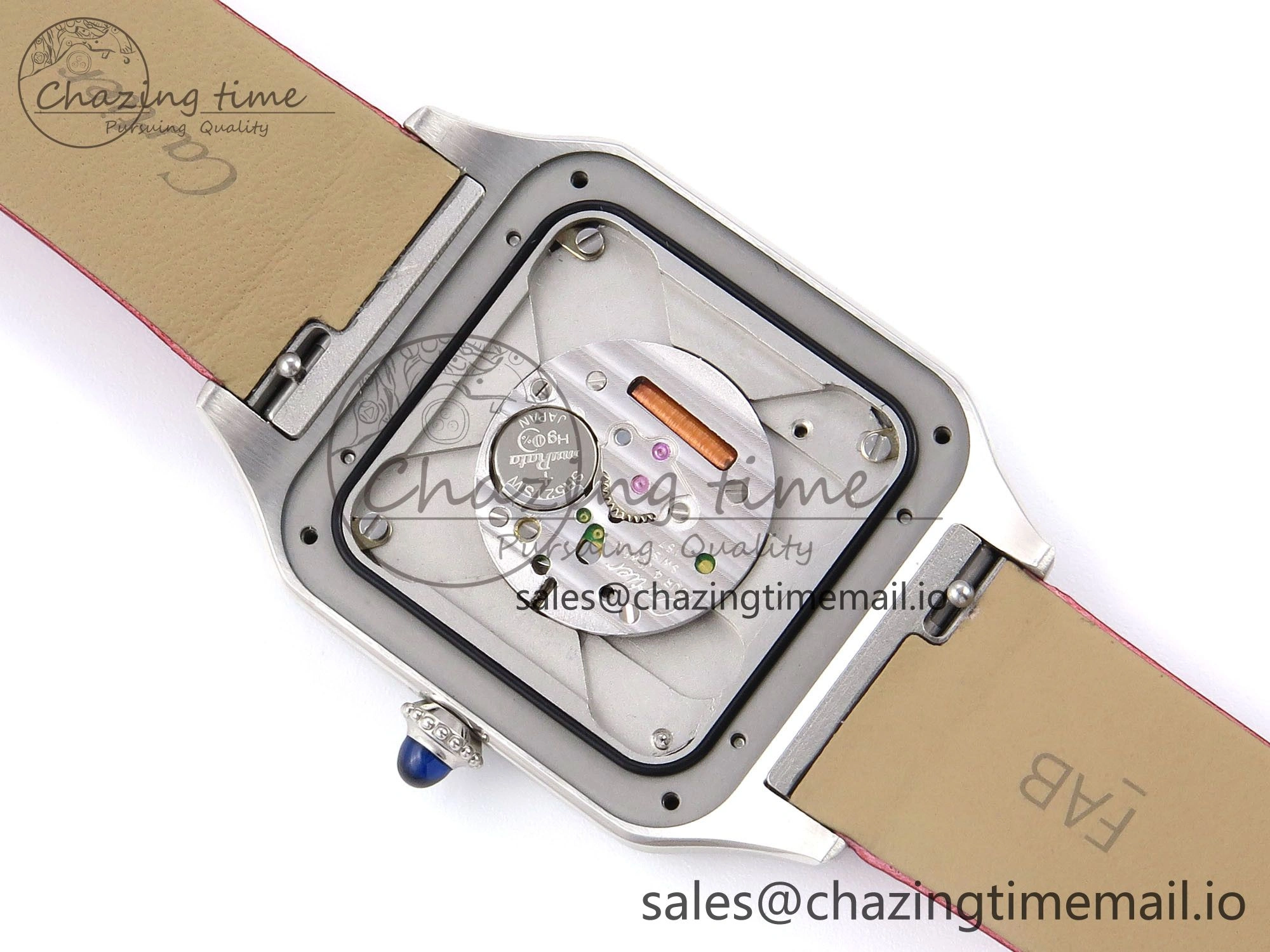 Santos Dumont 31.4mm SS AF 1:1 Best Edition Silver Dial on Red Fabric Strap A157