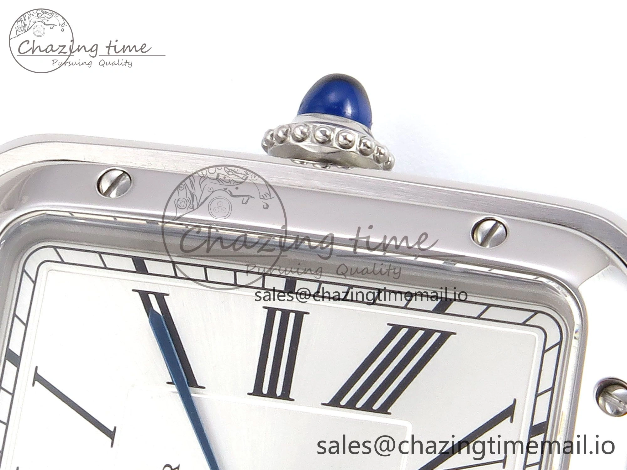 Santos Dumont 31.4mm SS AF 1:1 Best Edition Silver Dial on Red Leather Strap A157
