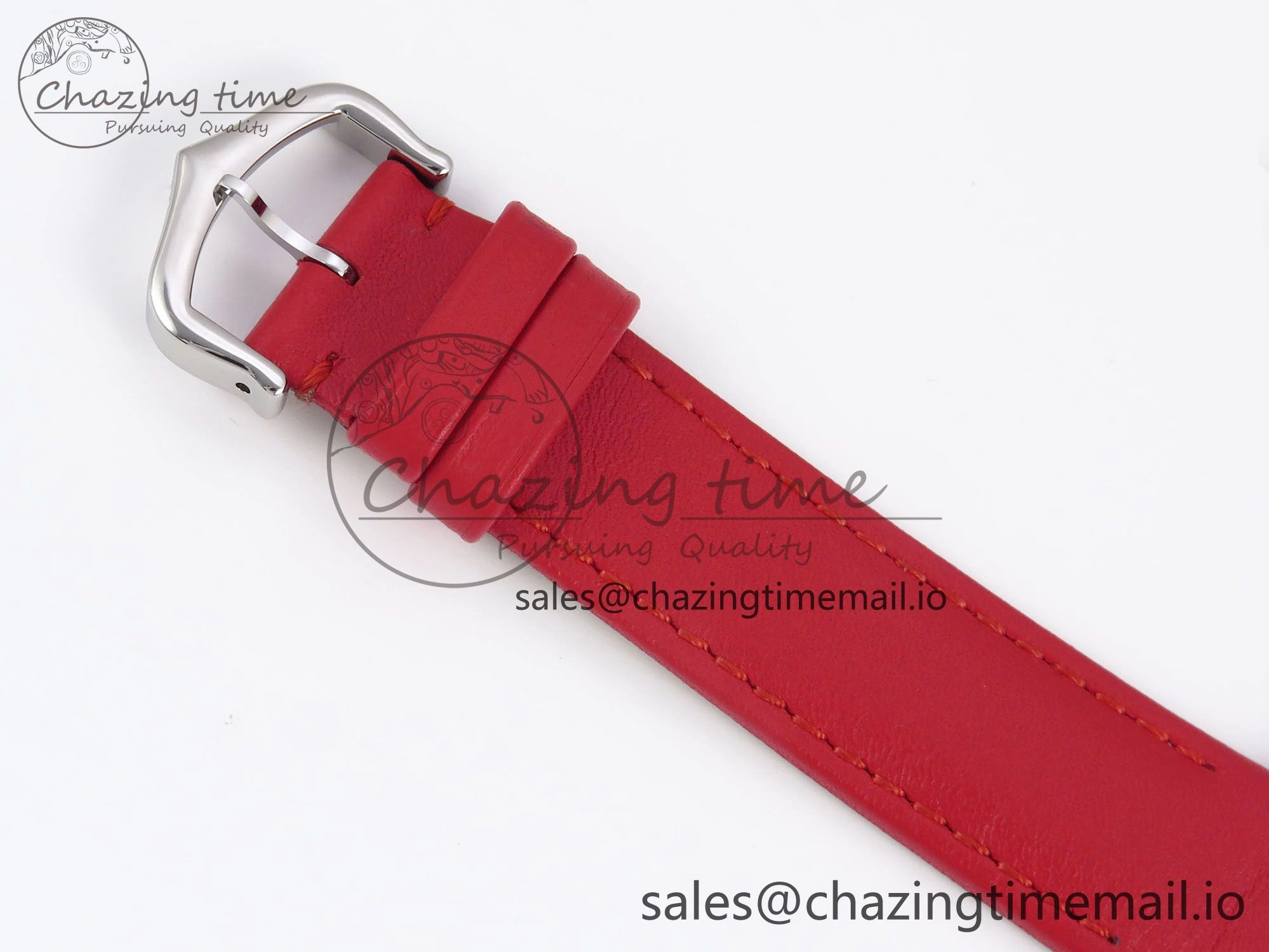 Santos Dumont 31.4mm SS AF 1:1 Best Edition Silver Dial on Red Leather Strap A157