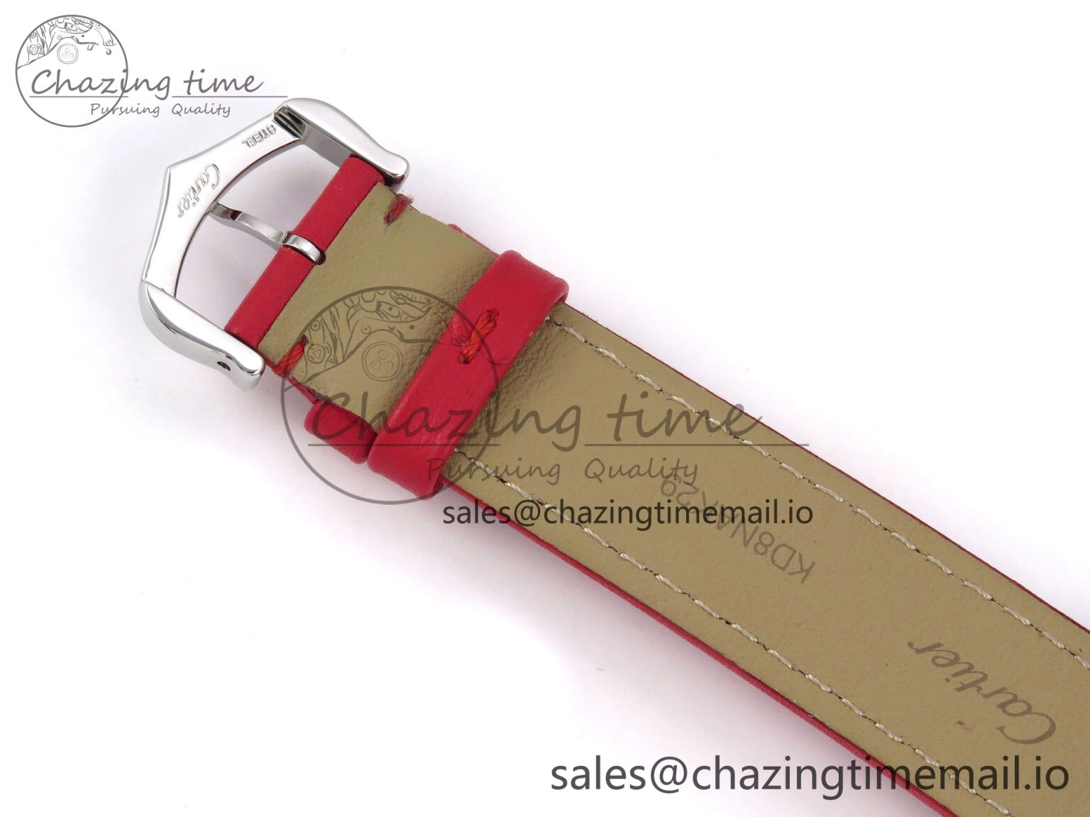 Santos Dumont 31.4mm SS AF 1:1 Best Edition Silver Dial on Red Leather Strap A157