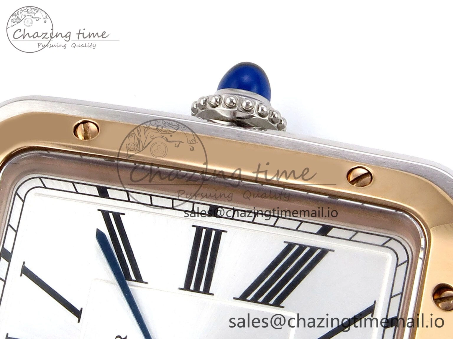Santos Dumont 31.4mm SS RG AF 1:1 Best Edition Silver Dial on Black Croco Strap A157