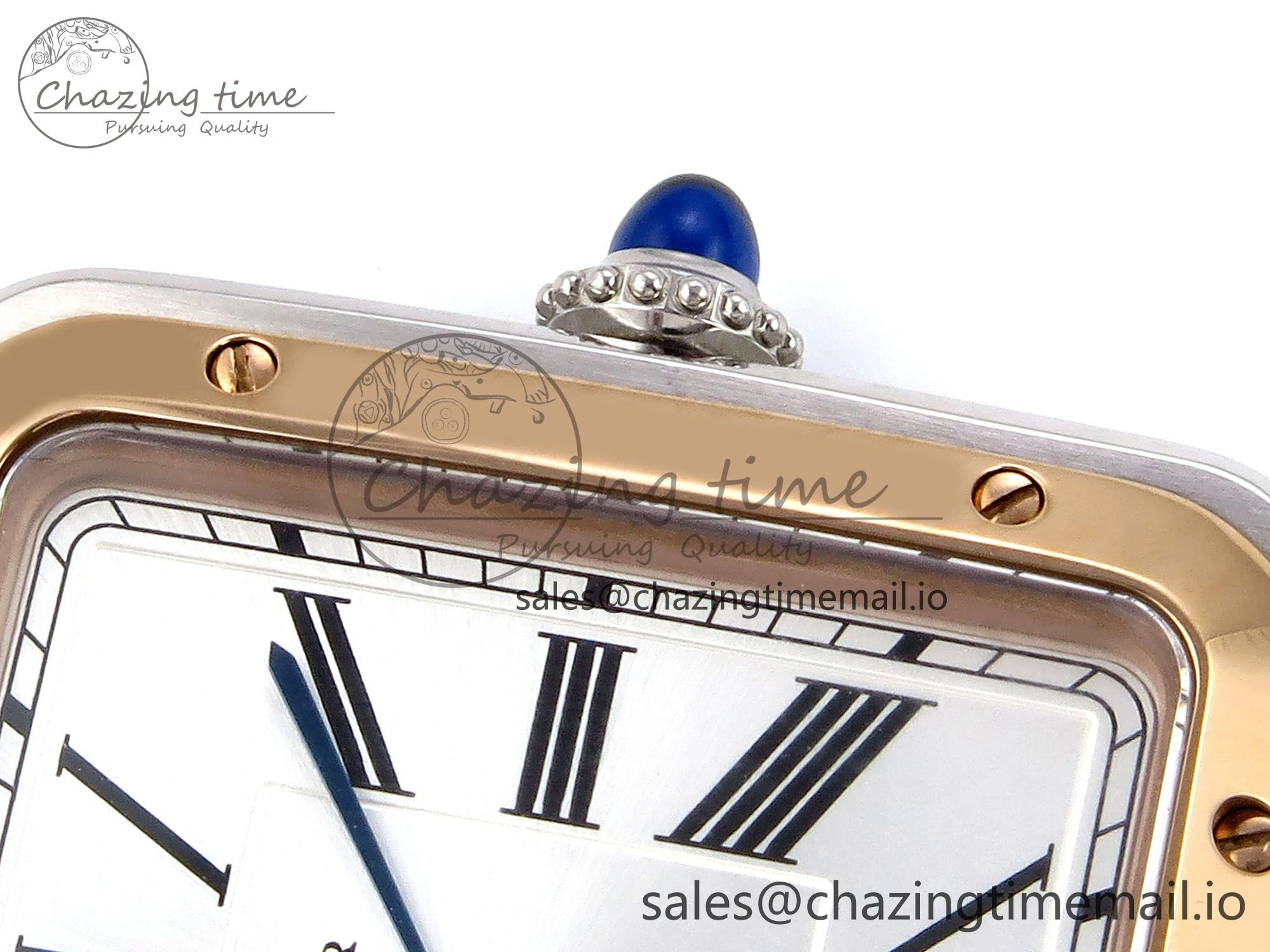 Santos Dumont 31.4mm SS RG AF 1:1 Best Edition Silver Dial on Black Croco Strap A157