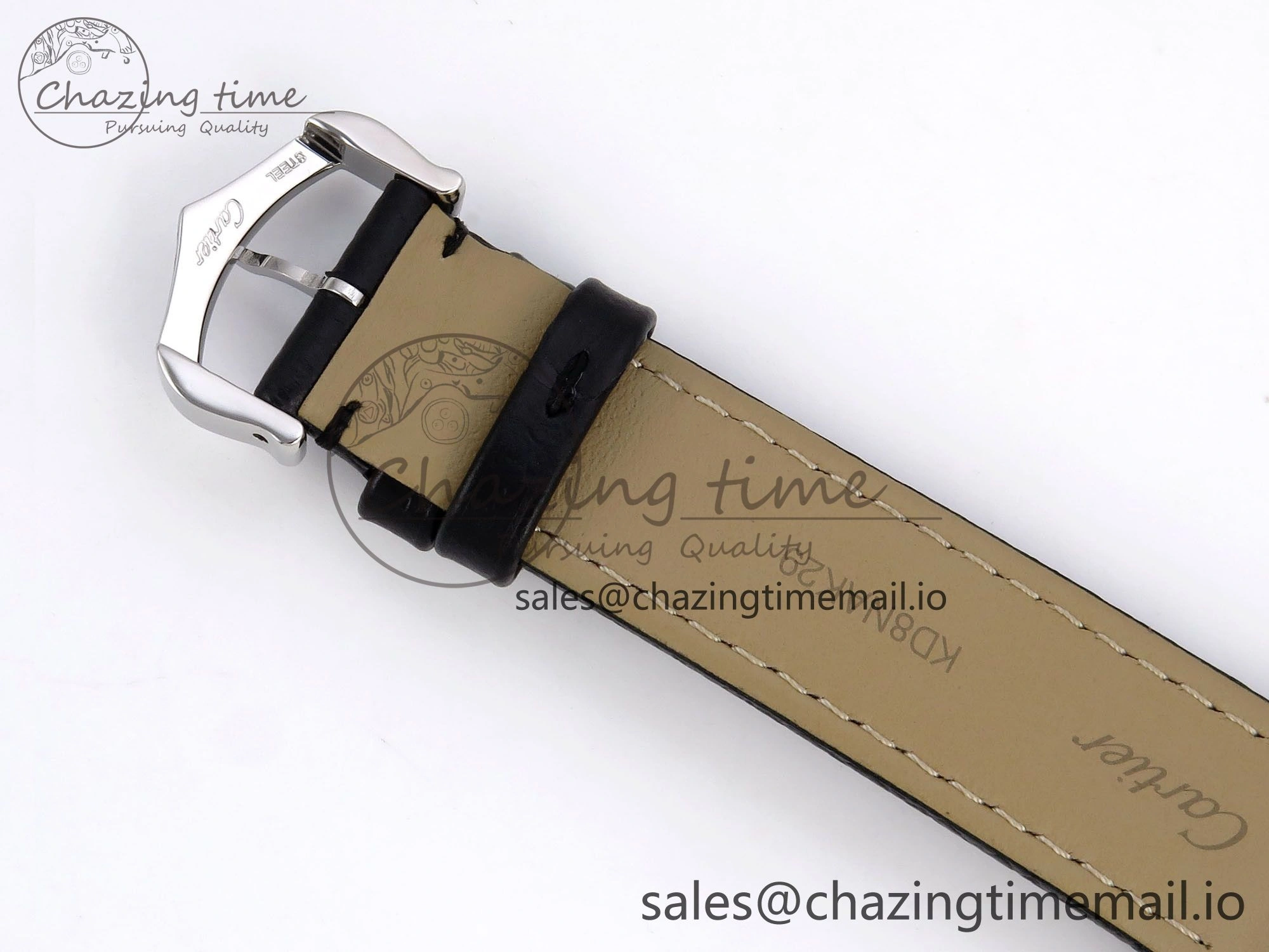Santos Dumont 31.4mm SS RG AF 1:1 Best Edition Silver Dial on Black Croco Strap A157