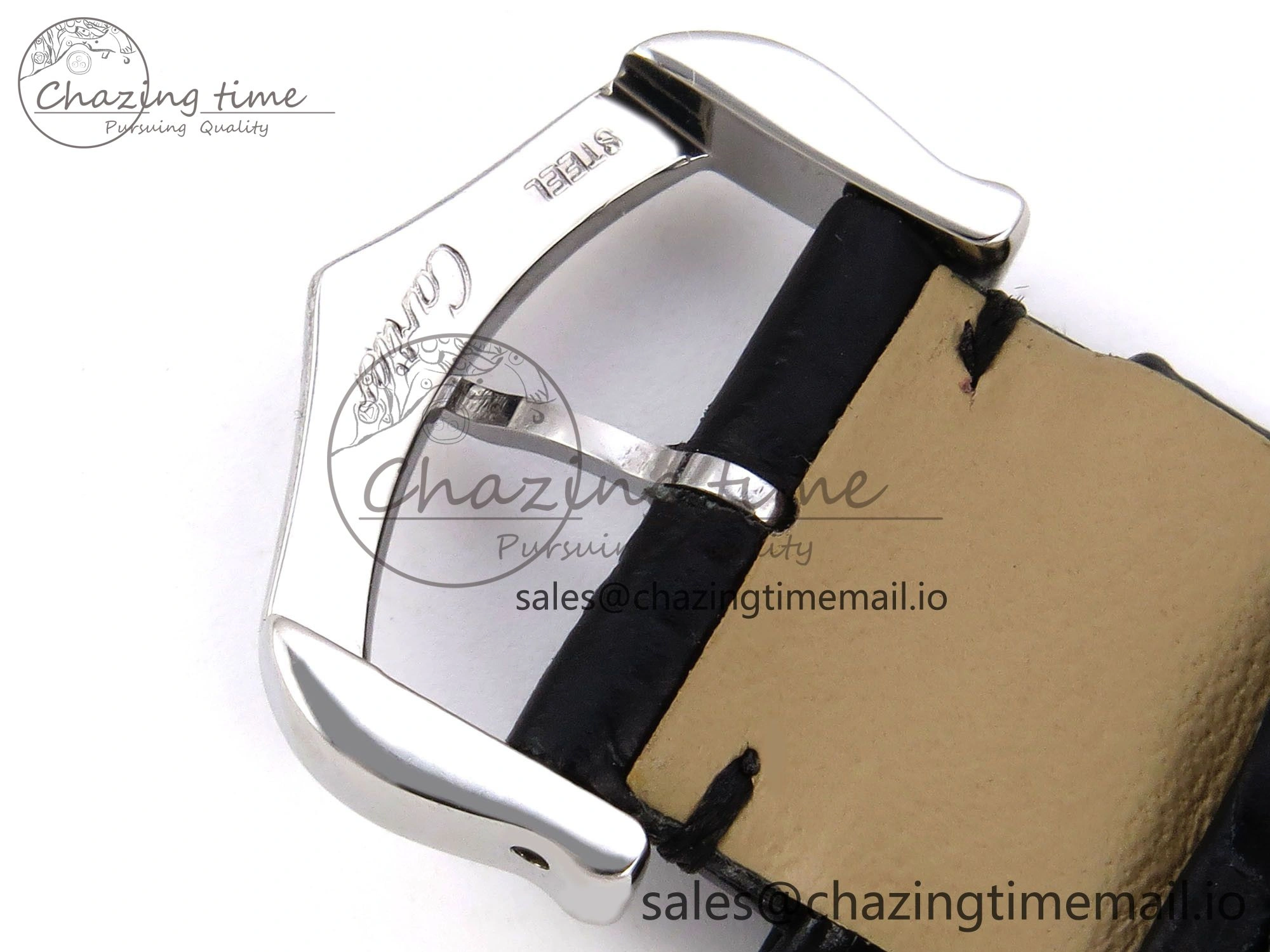Santos Dumont 31.4mm SS RG AF 1:1 Best Edition Silver Dial on Black Croco Strap A157