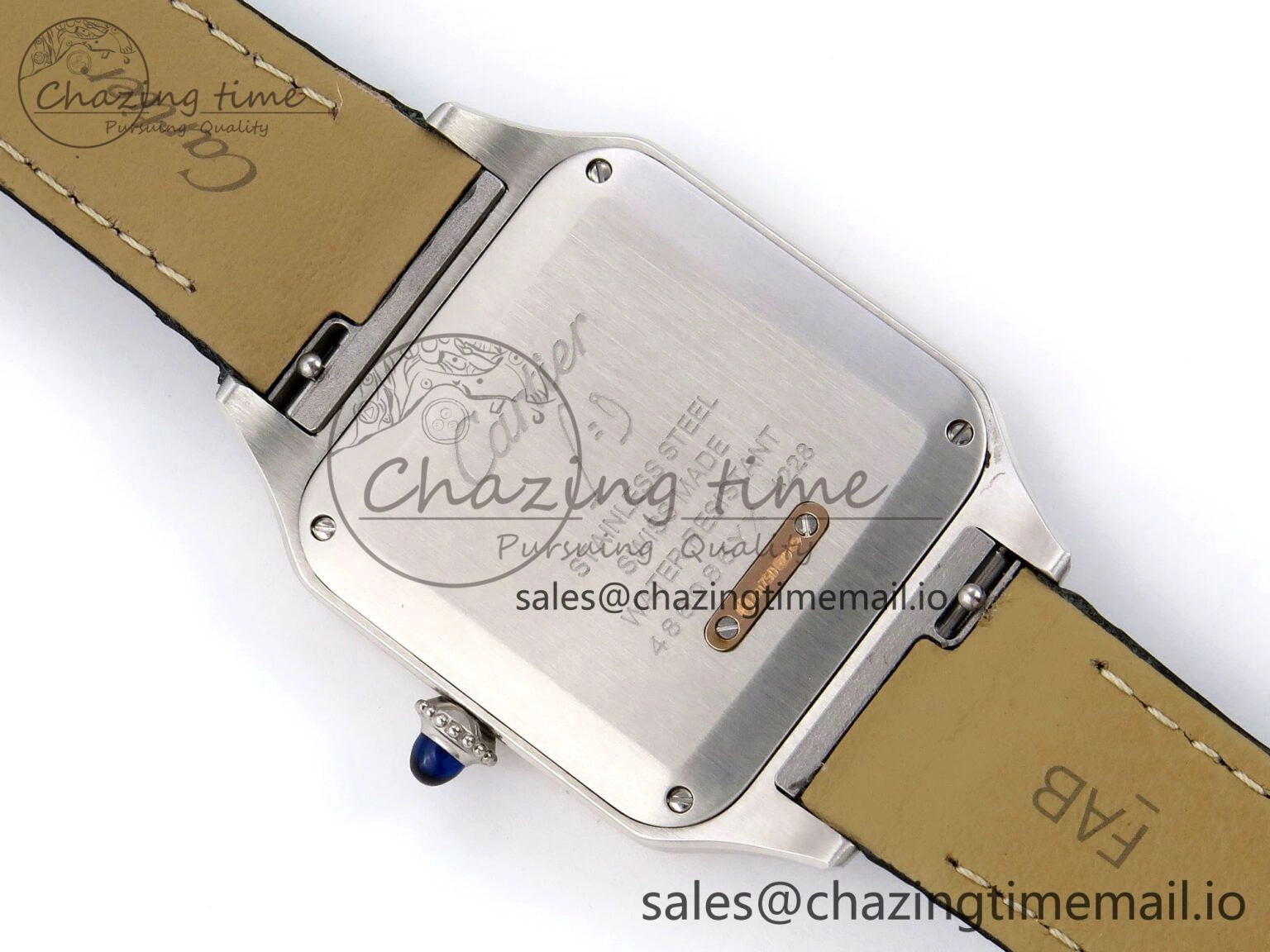 Santos Dumont 31.4mm SS RG AF 1:1 Best Edition Silver Dial on Black Croco Strap A157