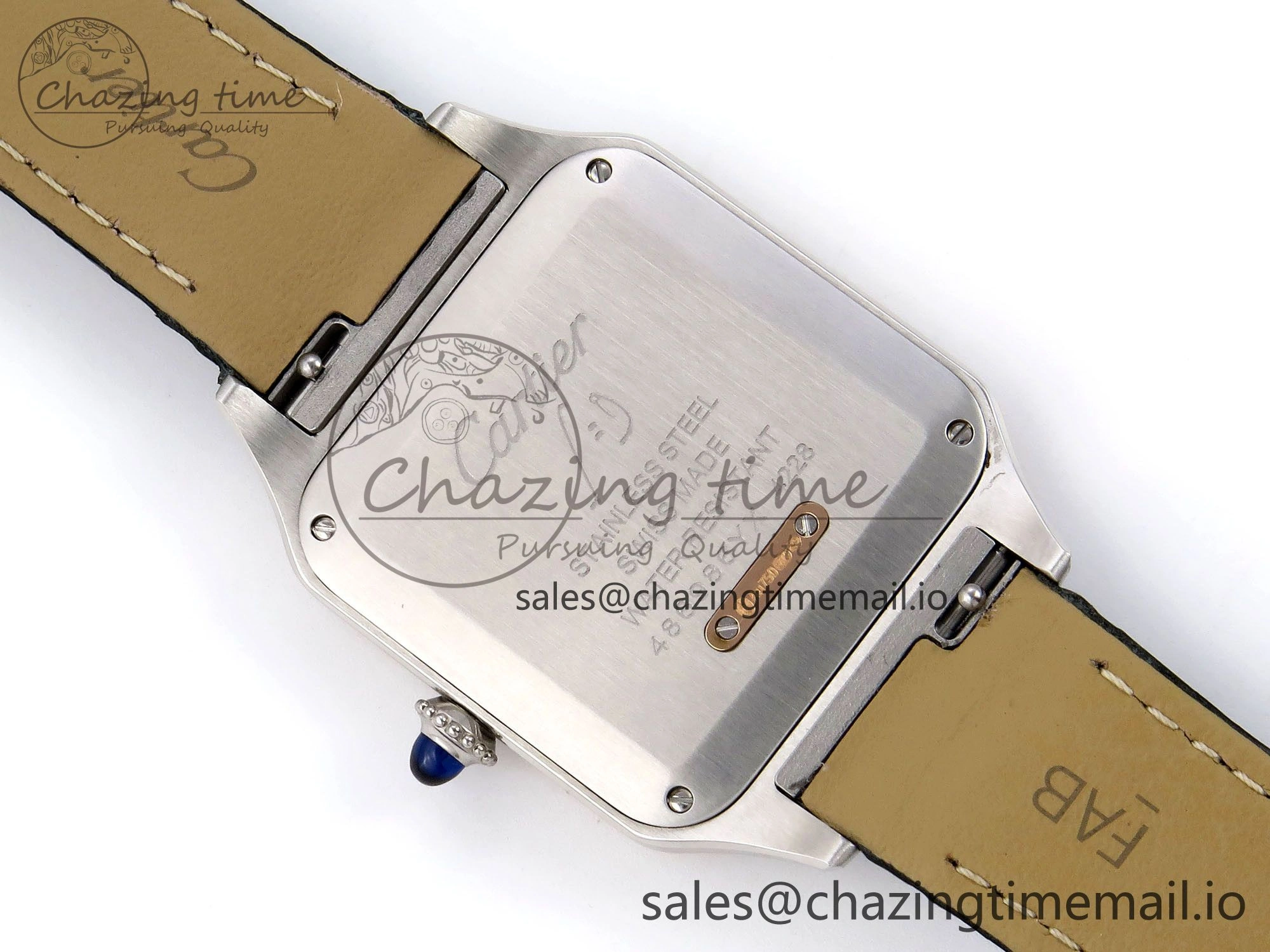 Santos Dumont 31.4mm SS RG AF 1:1 Best Edition Silver Dial on Black Croco Strap A157