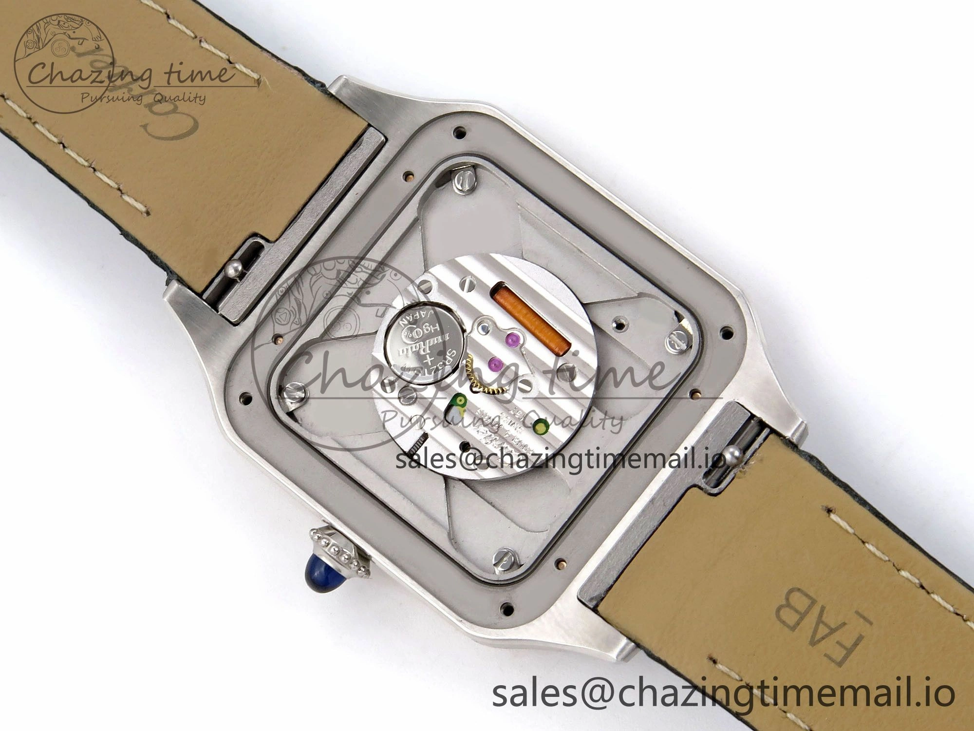 Santos Dumont 31.4mm SS RG AF 1:1 Best Edition Silver Dial on Black Croco Strap A157