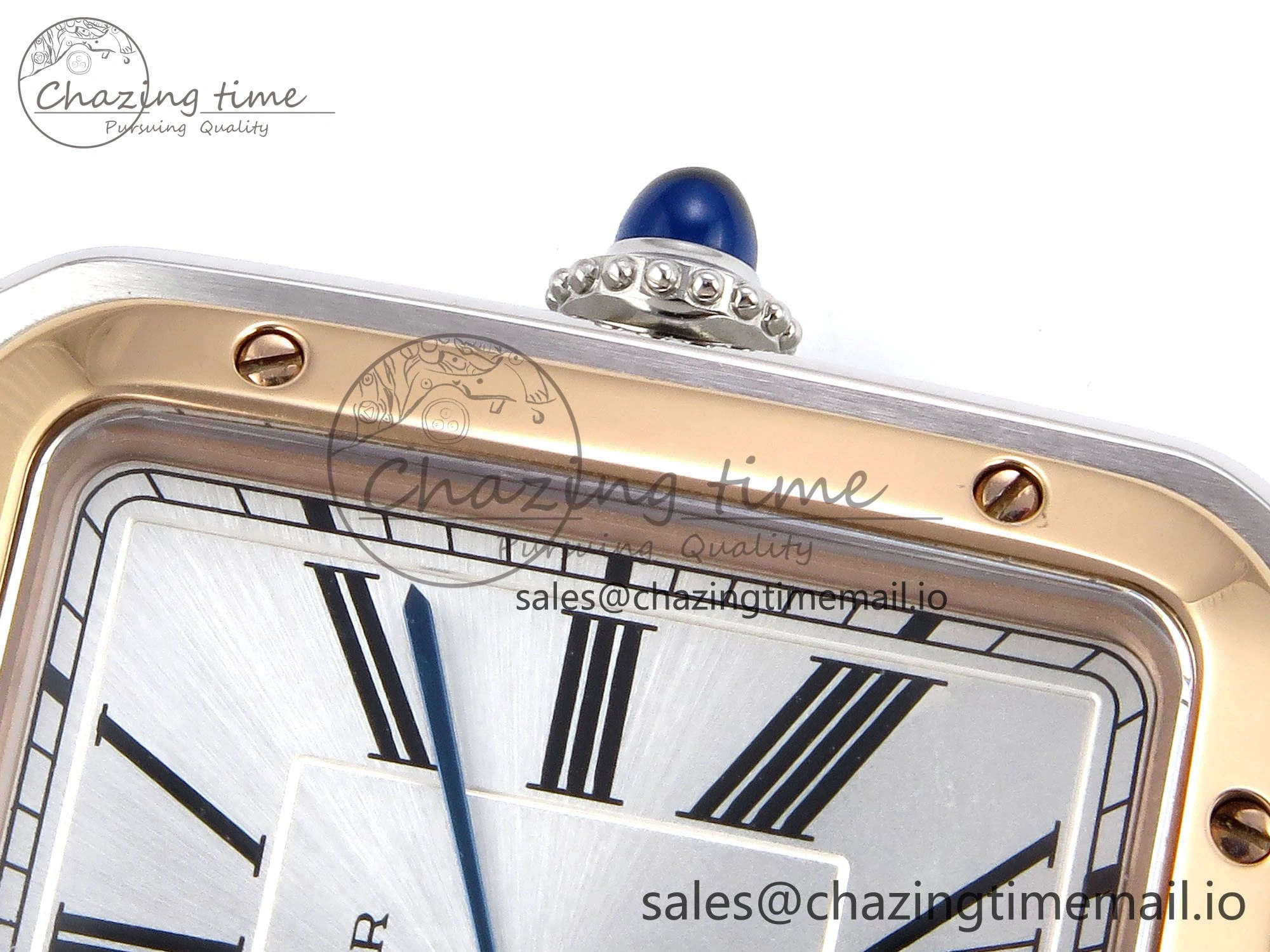 Santos Dumont 31.4mm SS RG AF 1:1 Best Edition Silver Dial on Black Leather Strap A157