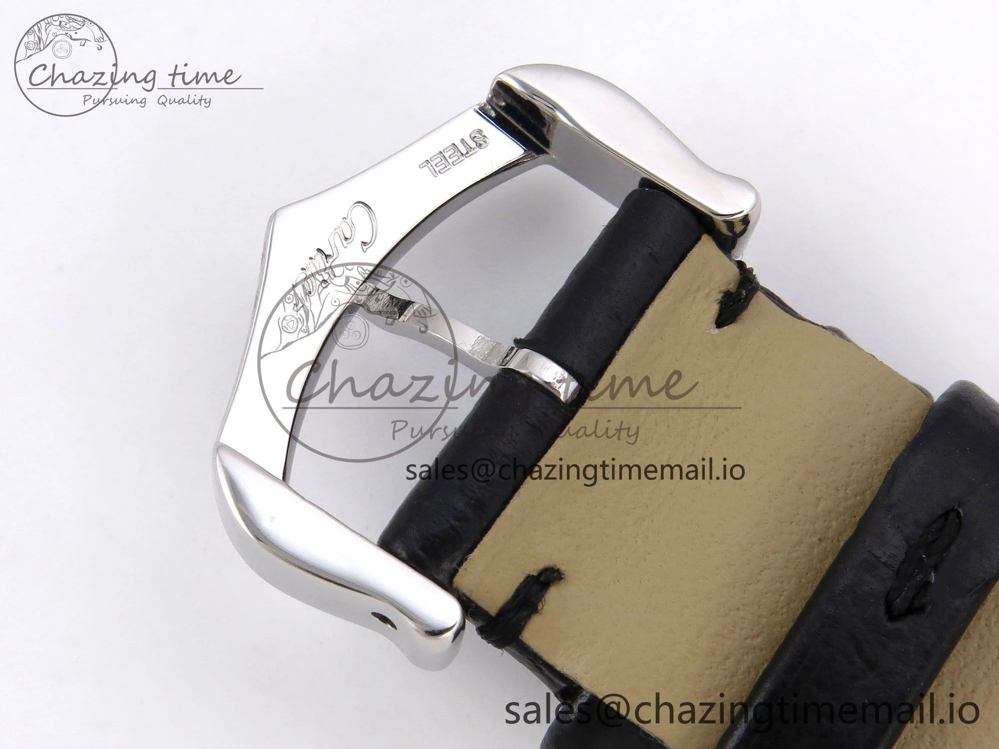 Santos Dumont 31.4mm SS RG AF 1:1 Best Edition Silver Dial on Black Leather Strap A157