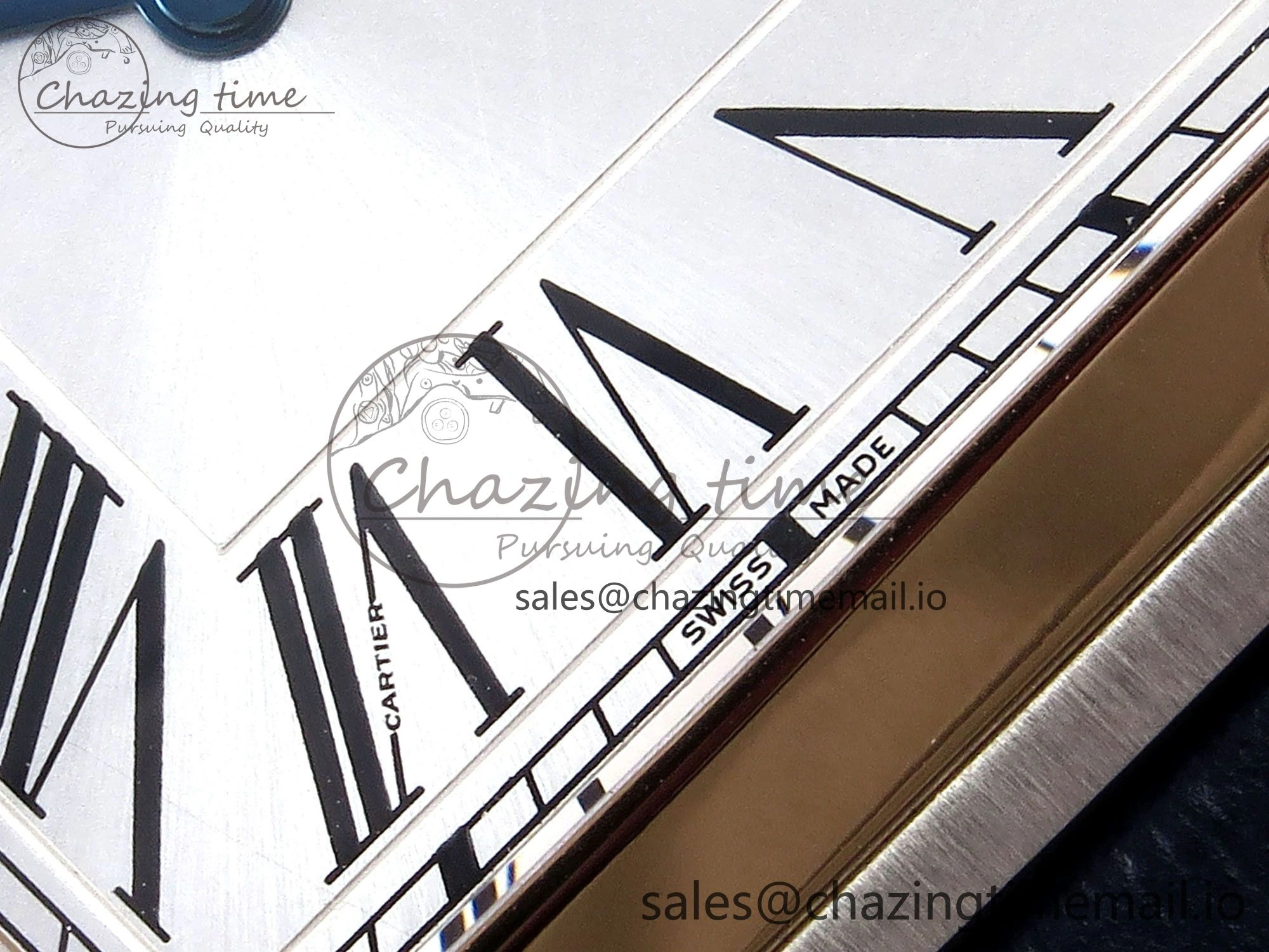 Santos Dumont 31.4mm SS RG AF 1:1 Best Edition Silver Dial on Blue Croco Strap A157