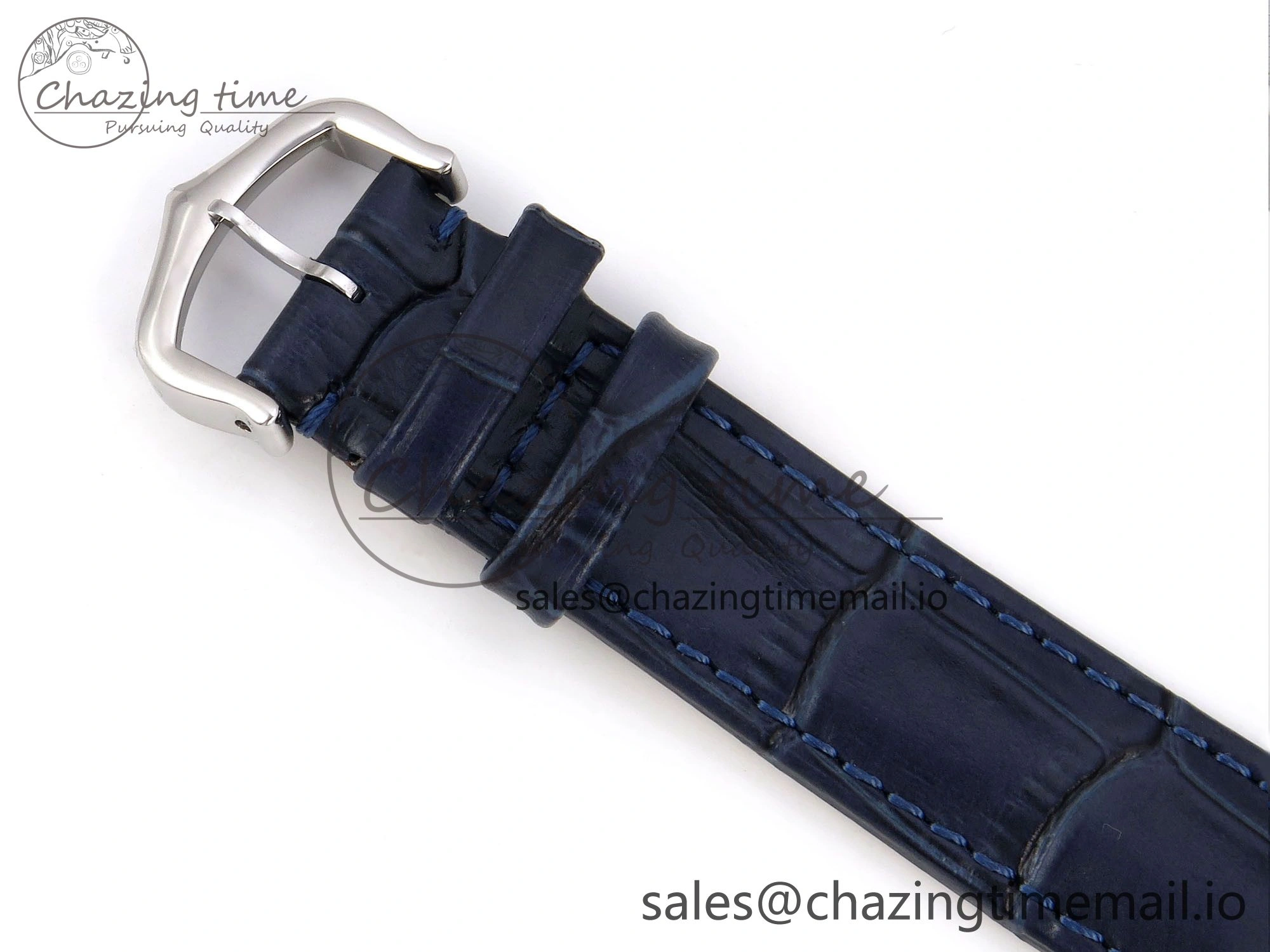 Santos Dumont 31.4mm SS RG AF 1:1 Best Edition Silver Dial on Blue Croco Strap A157